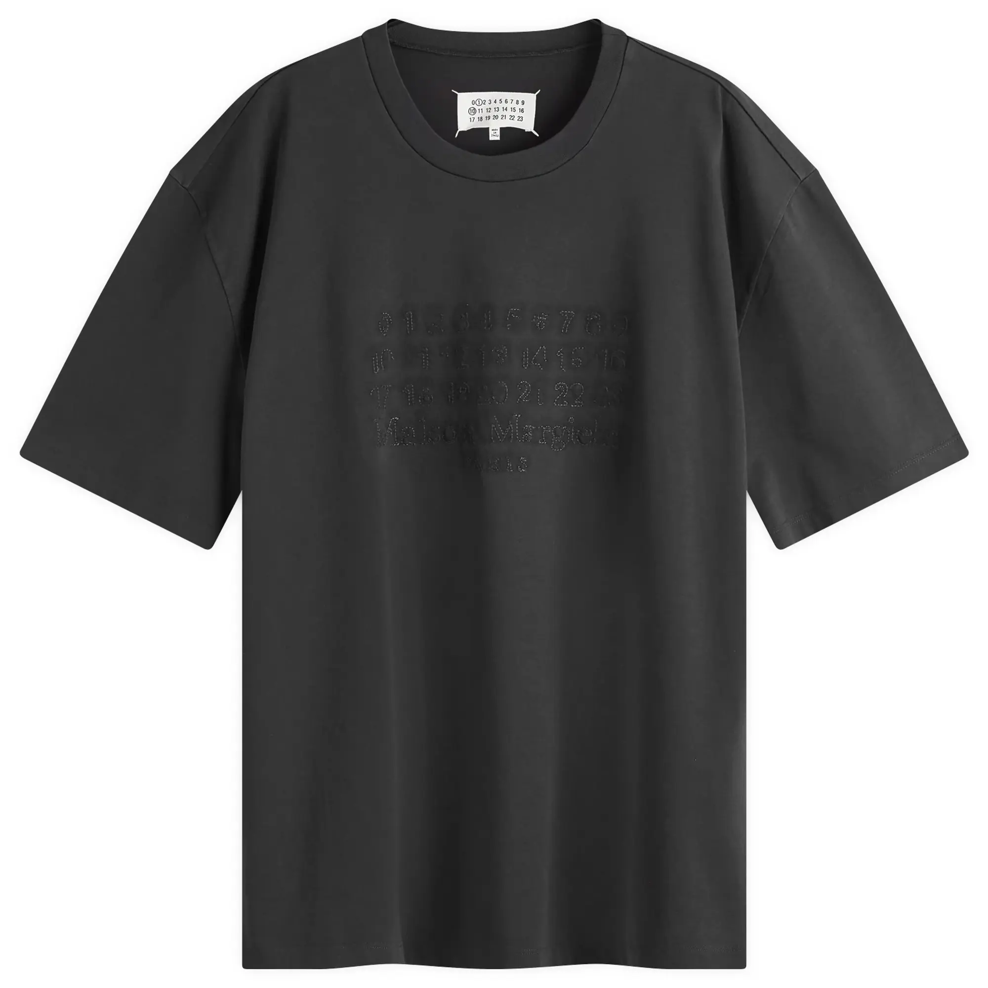 Maison Margiela Men's Number Embroidery T-Shirt Washed Black