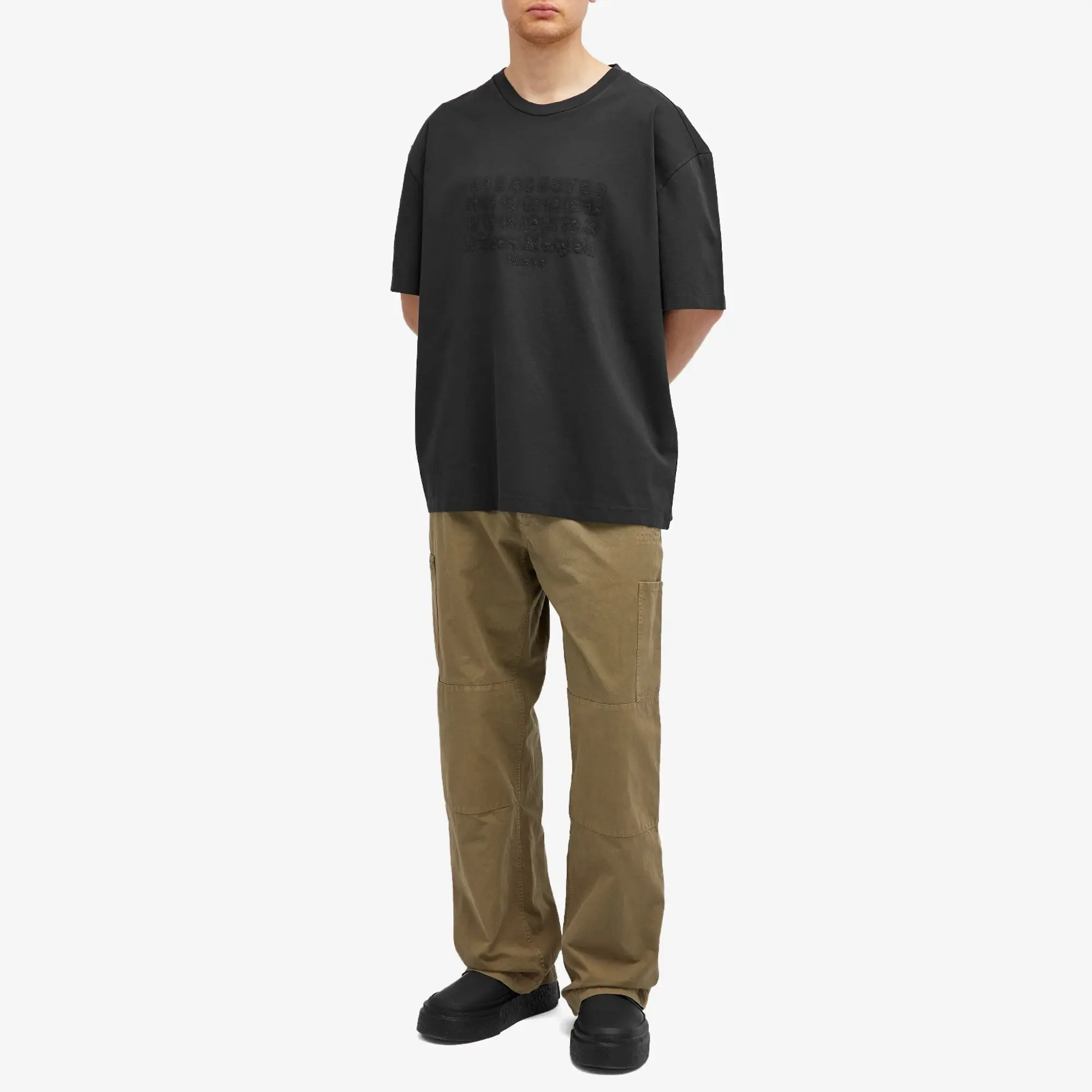 Maison Margiela Men's Number Embroidery T-Shirt Washed Black