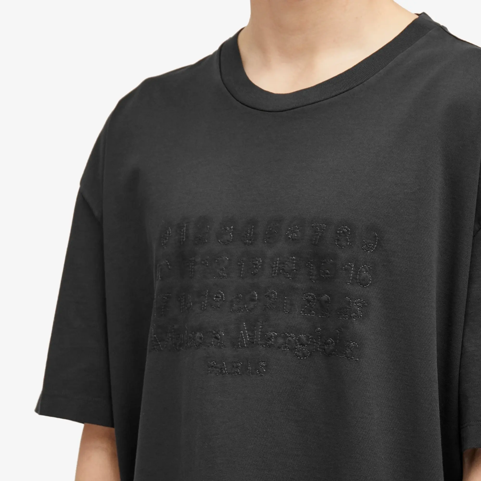 Maison Margiela Men's Number Embroidery T-Shirt Washed Black