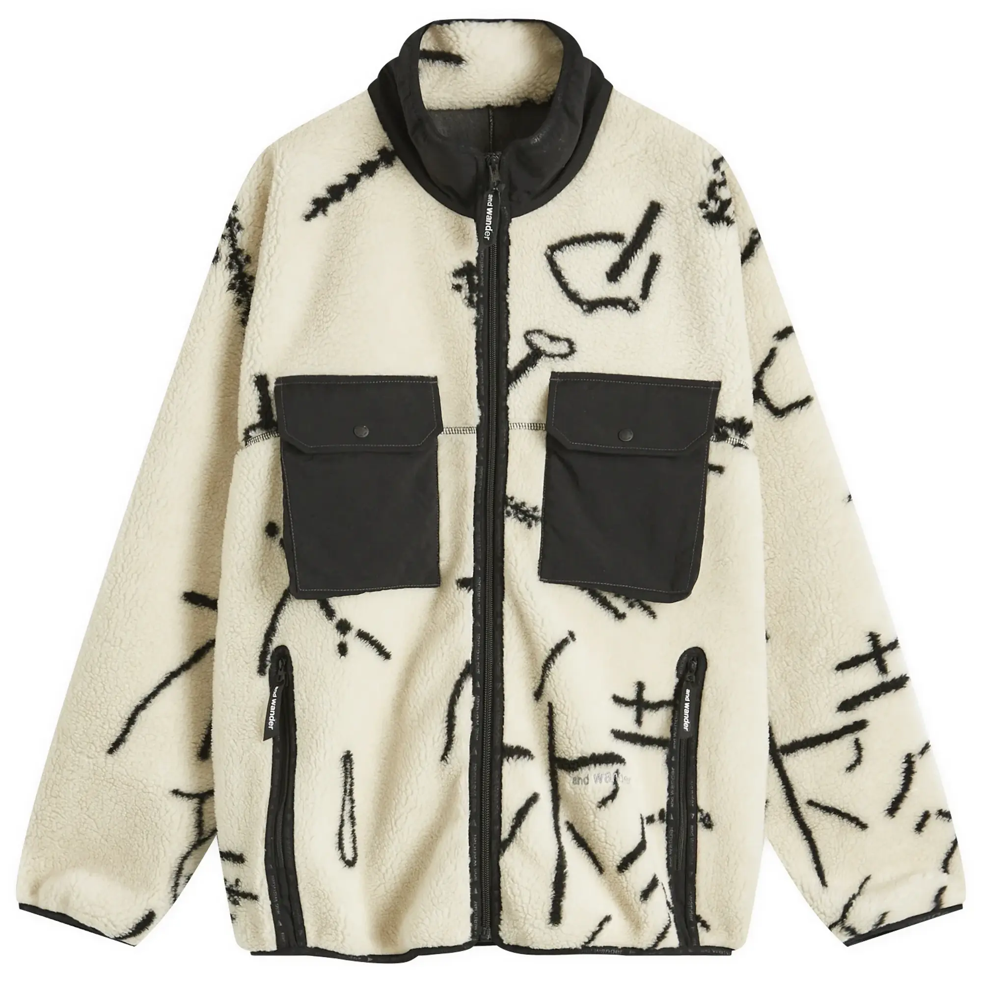 and wander Men's x Dajiro Ohara Map Key Fleece Jacket Off White