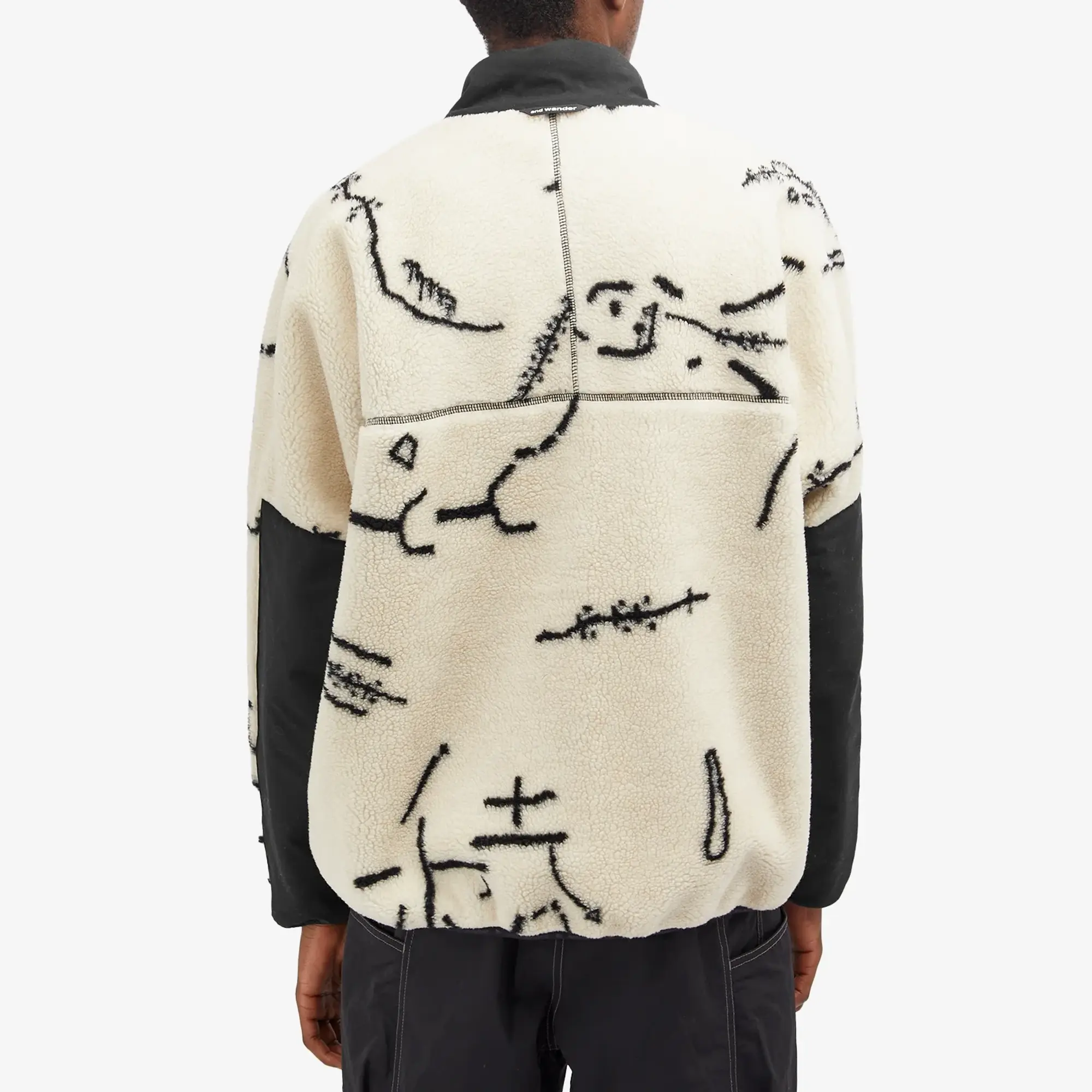 and wander Men's x Dajiro Ohara Map Key Fleece Jacket Off White