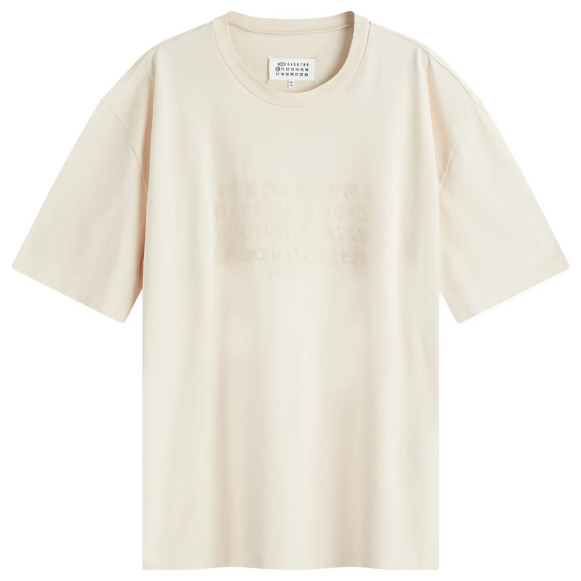 Maison Margiela Men's Number Embroidery T-Shirt Beige
