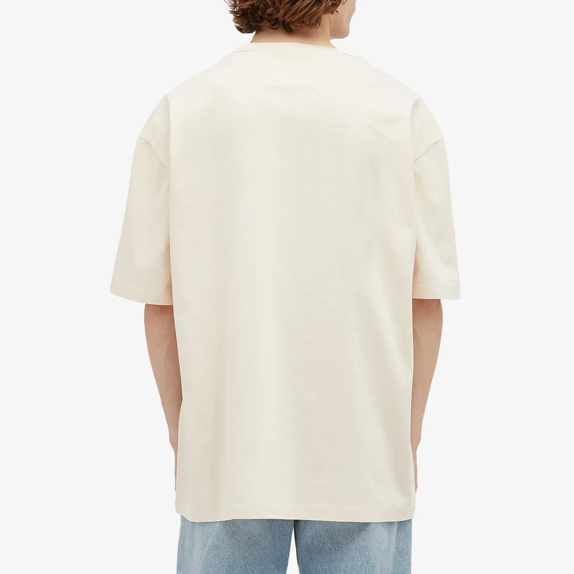 Maison Margiela Men's Number Embroidery T-Shirt Beige