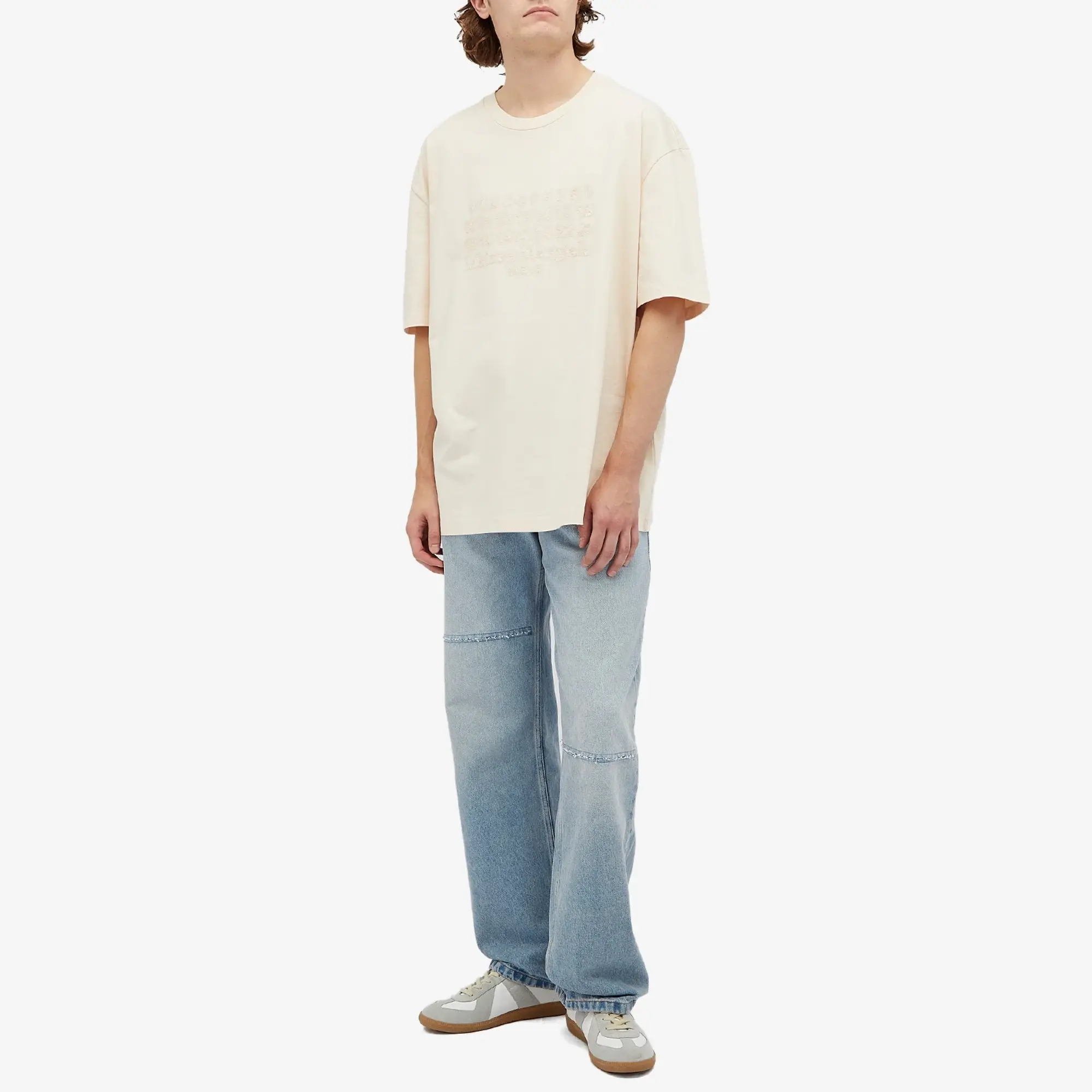 Maison Margiela Men's Number Embroidery T-Shirt Beige