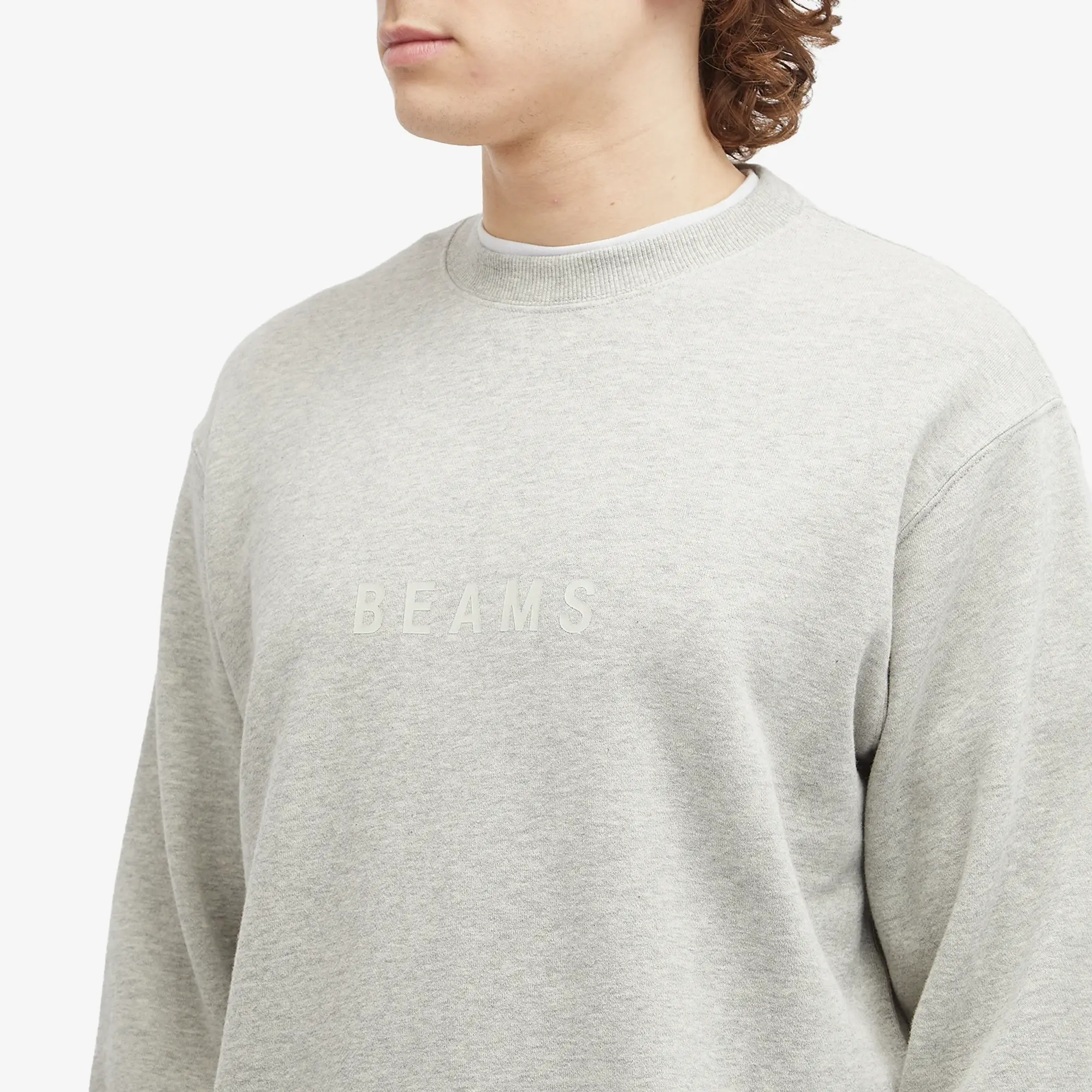 BEAMS Men's Logo Crew Sweatshirt Grey