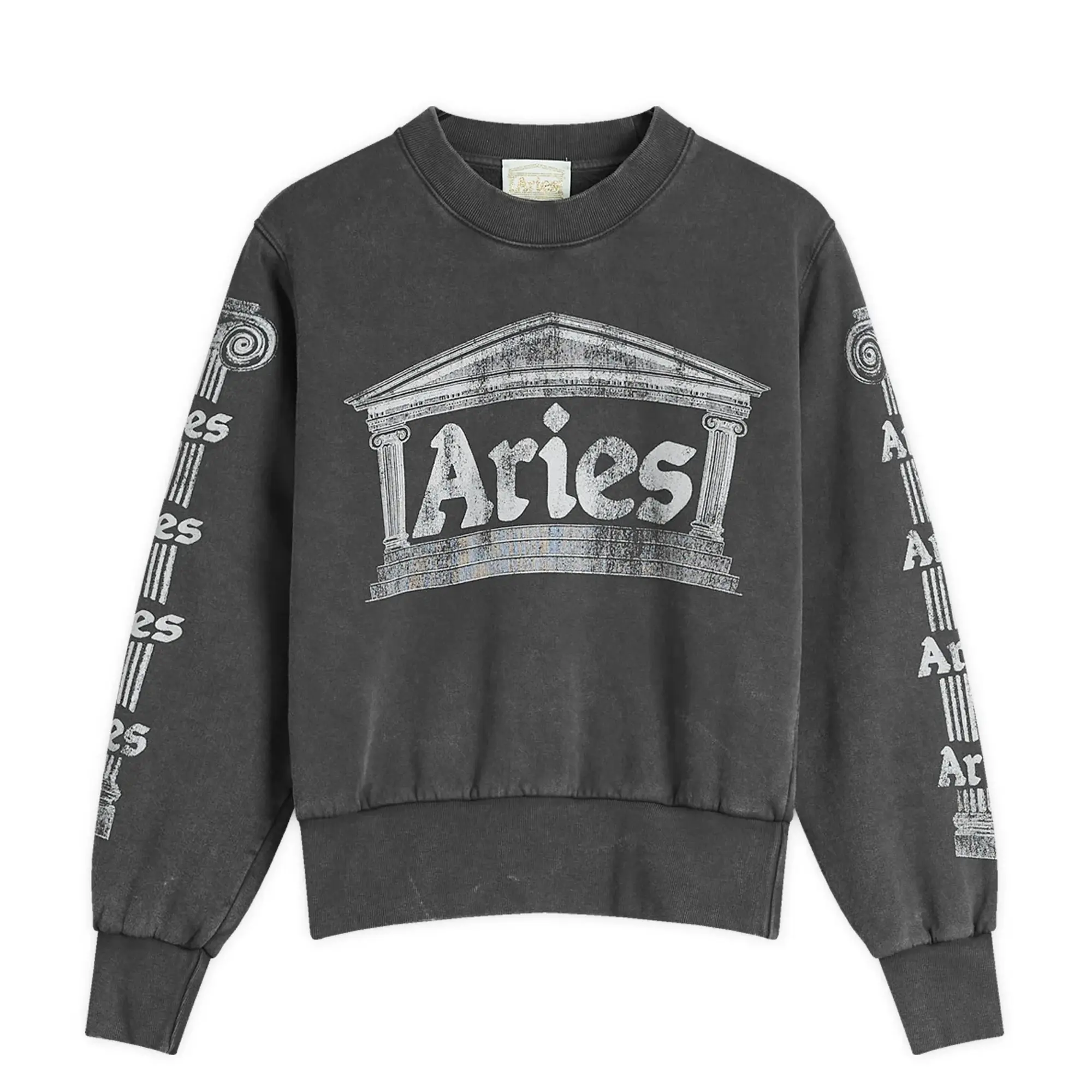 Aries Women's Baby Fit Aged Ancient Column Sweatshirt Black