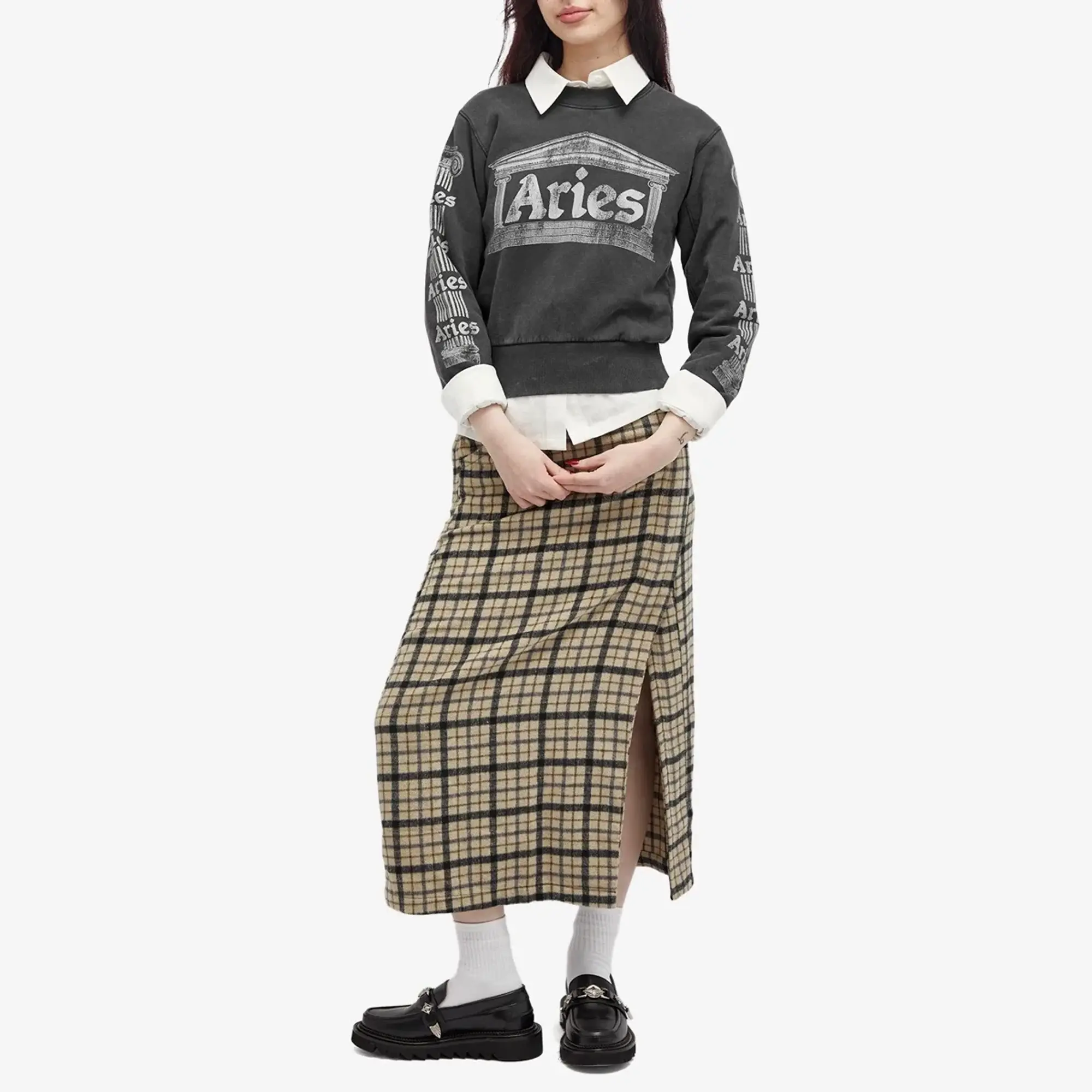 Aries Women's Baby Fit Aged Ancient Column Sweatshirt Black