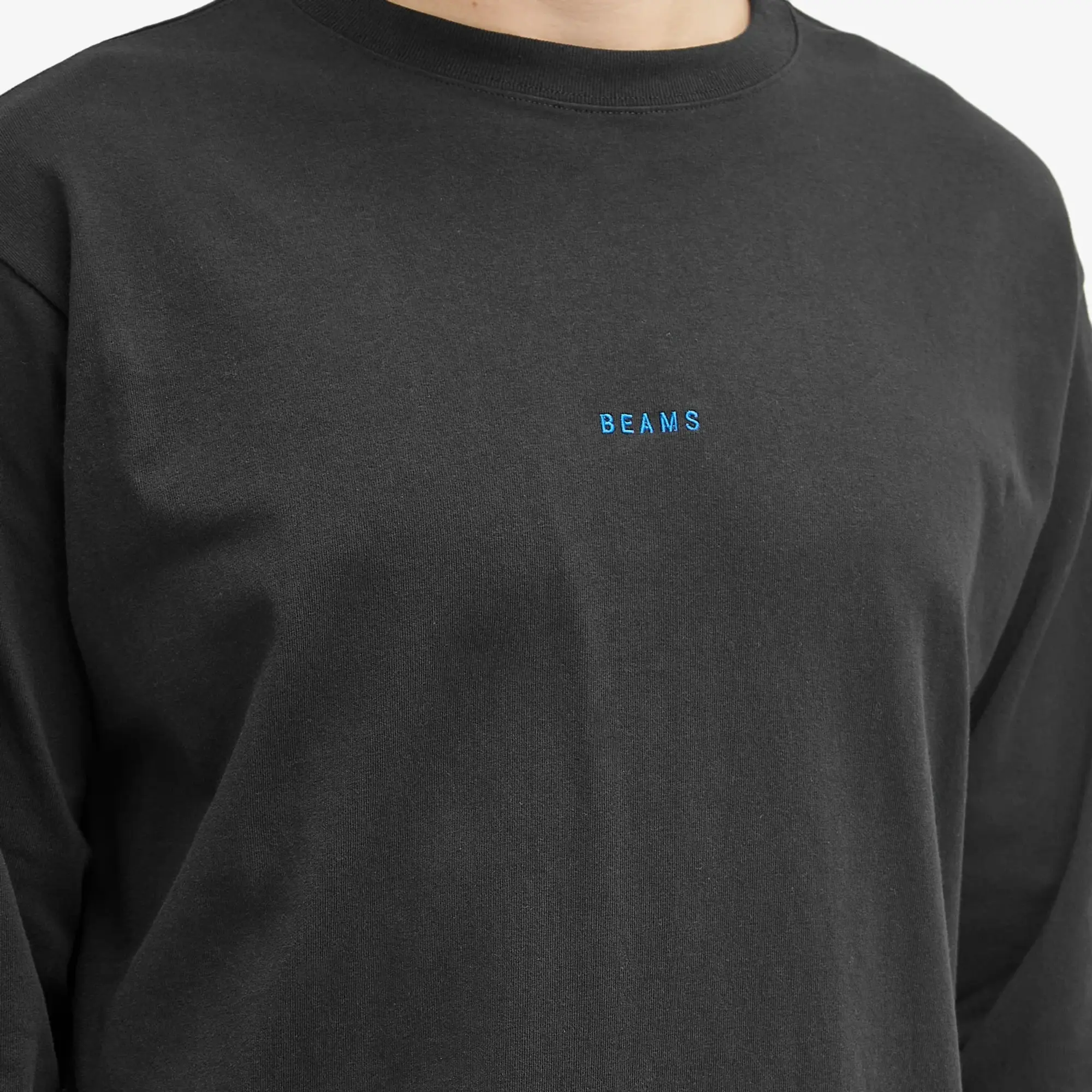 BEAMS Men's Mini Logo Long Sleeve T-Shirt Black