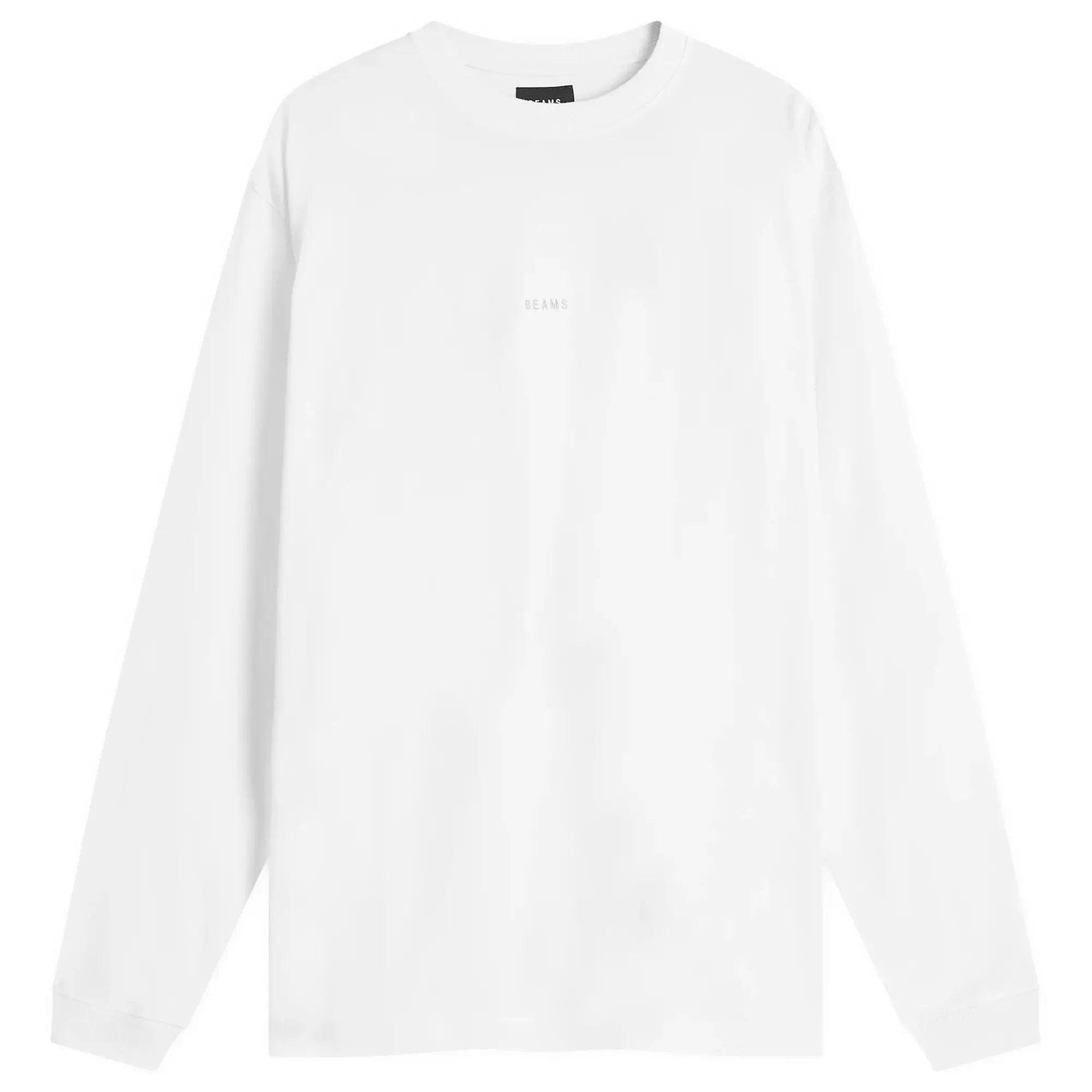BEAMS Men's Mini Logo Long Sleeve T-Shirt White