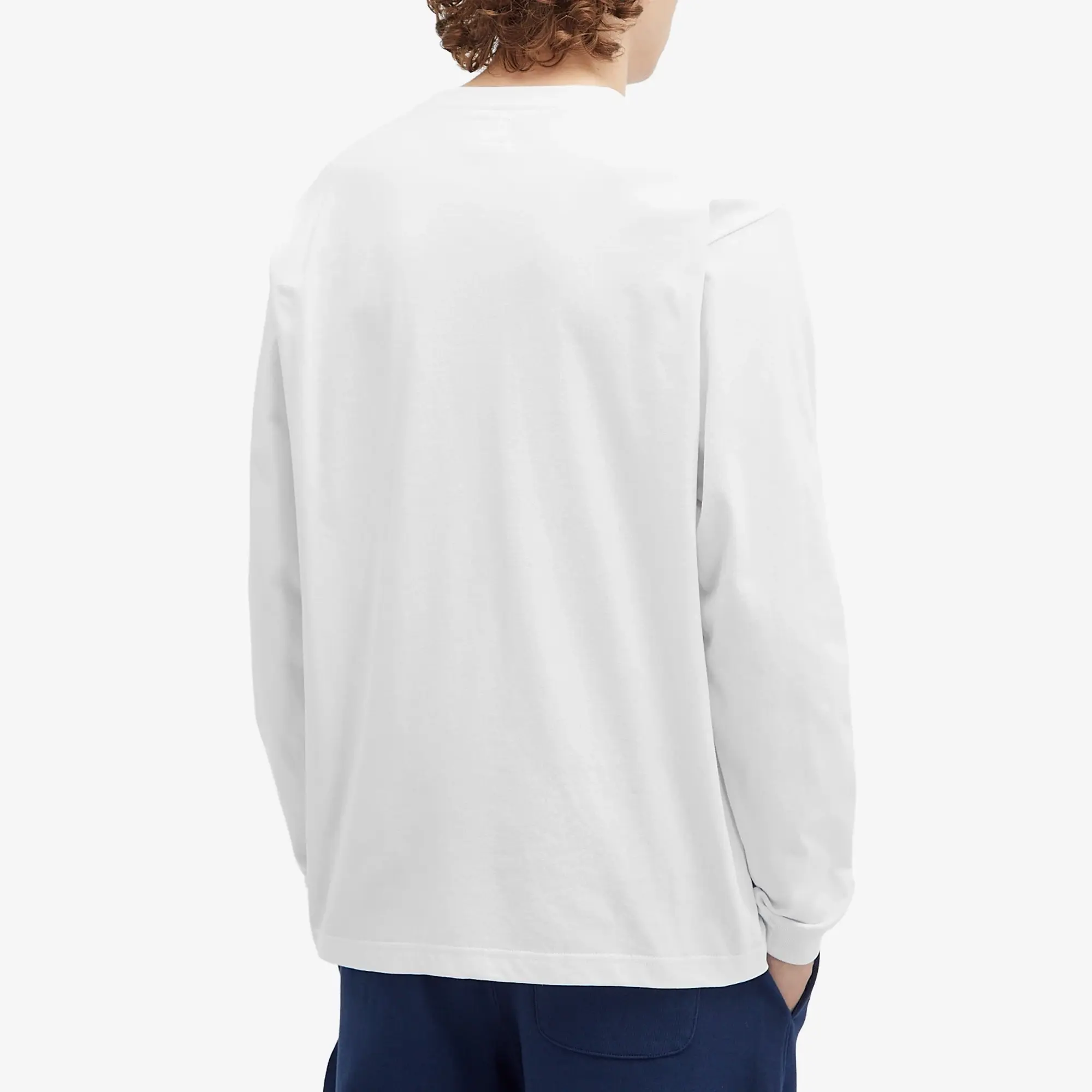BEAMS Men's Mini Logo Long Sleeve T-Shirt White