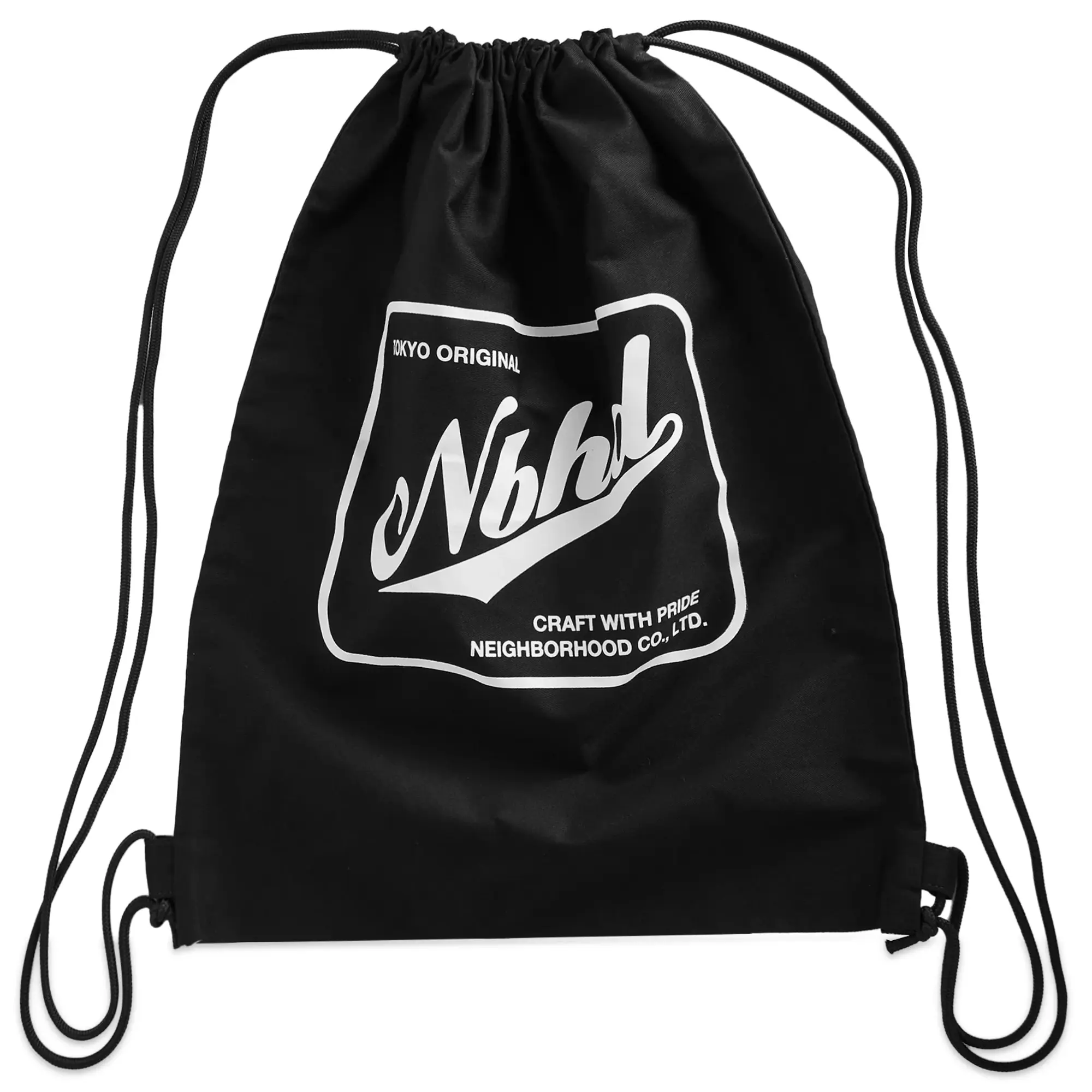 Neighborhood Men's Logo Drawstring Tote Bag Black