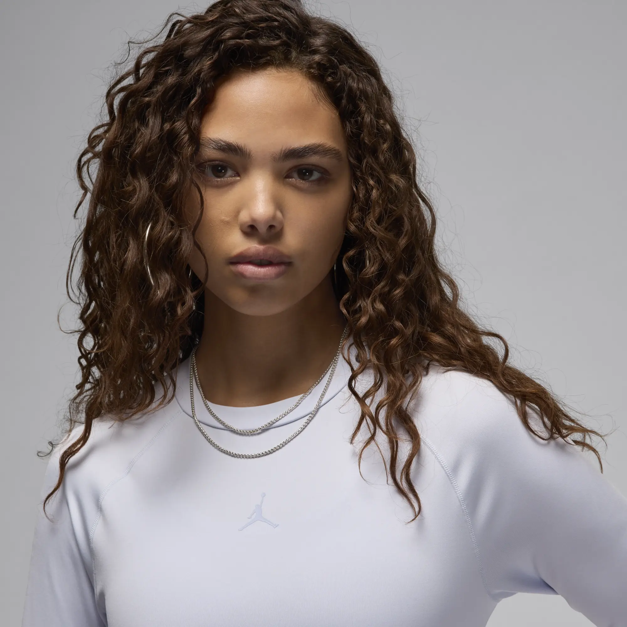 Nike Jordan Sport Women's Long-Sleeve Bodycon Top - Grey - Polyester/Elastane