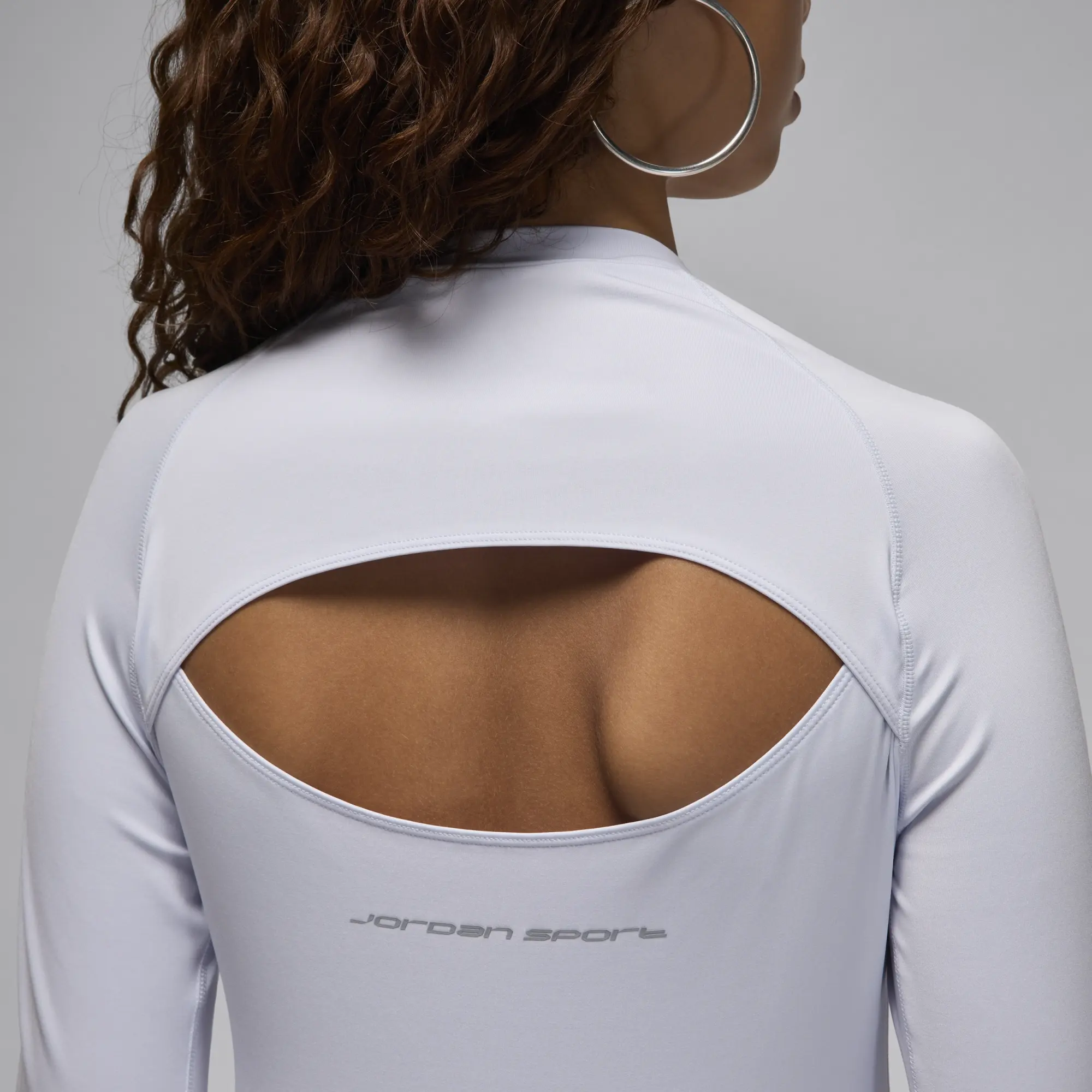 Nike Jordan Sport Women's Long-Sleeve Bodycon Top - Grey - Polyester/Elastane