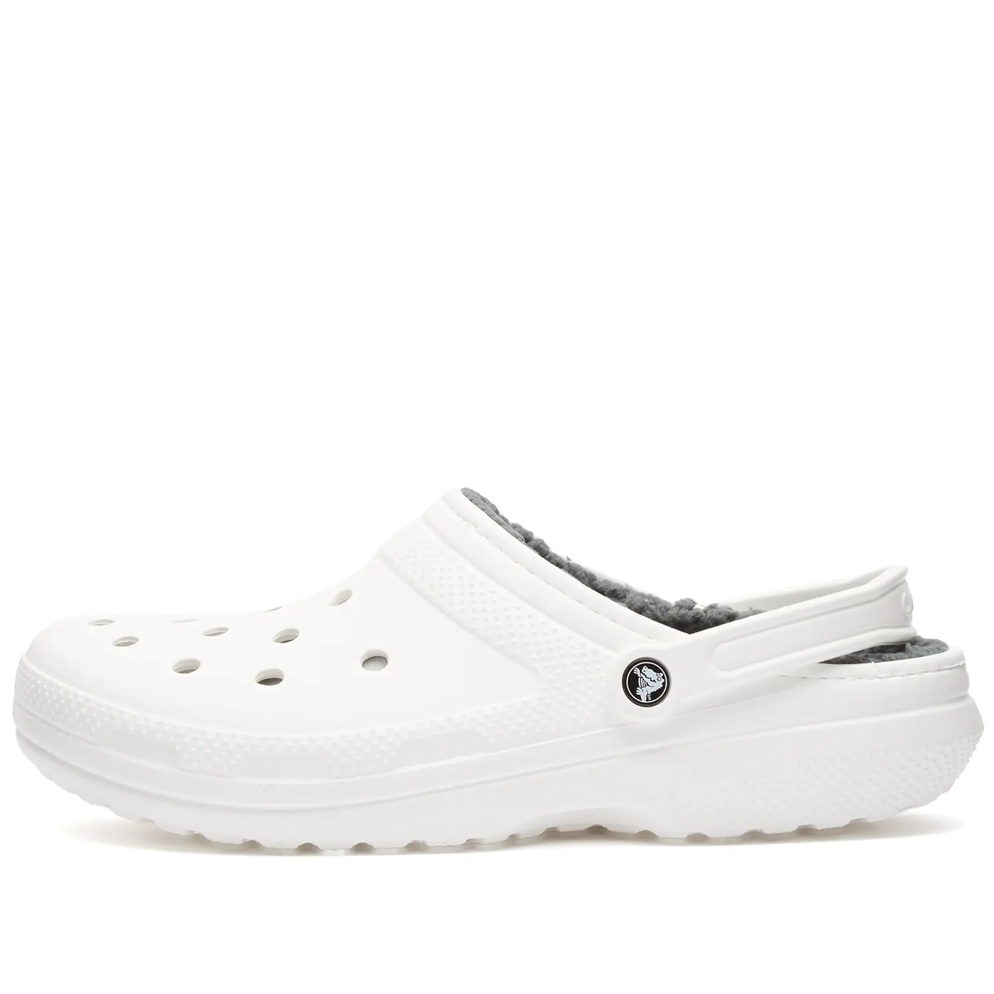 Crocs classic lined clog sandals in white & grey