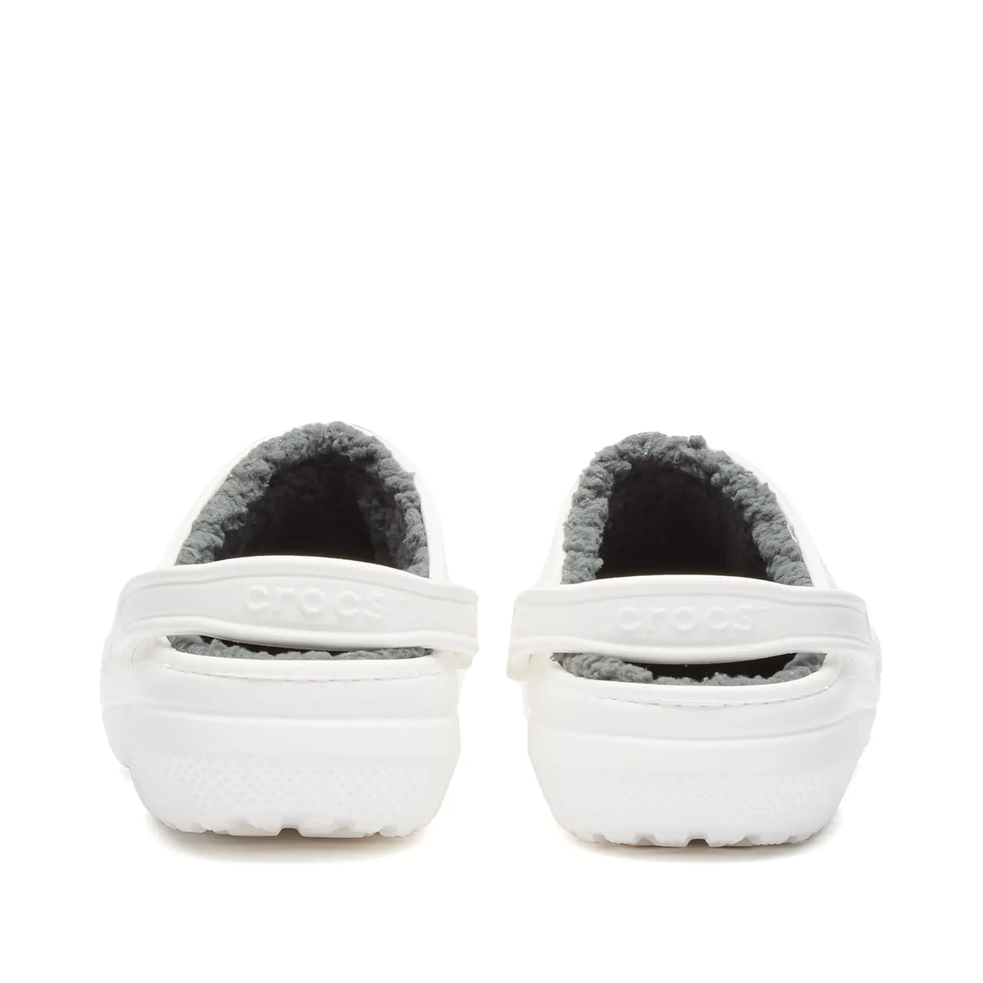 Crocs classic lined clog sandals in white & grey