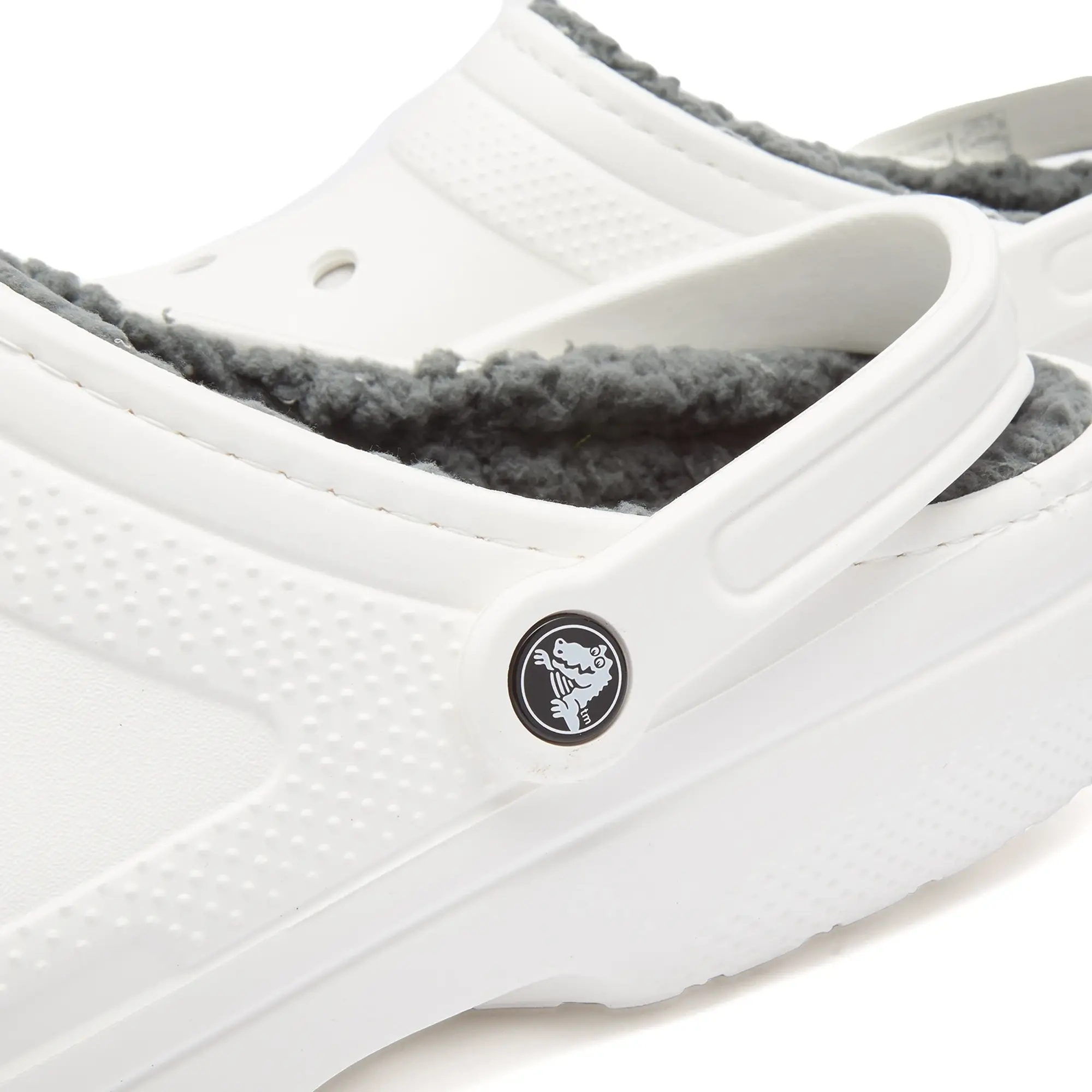 Crocs classic lined clog sandals in white & grey