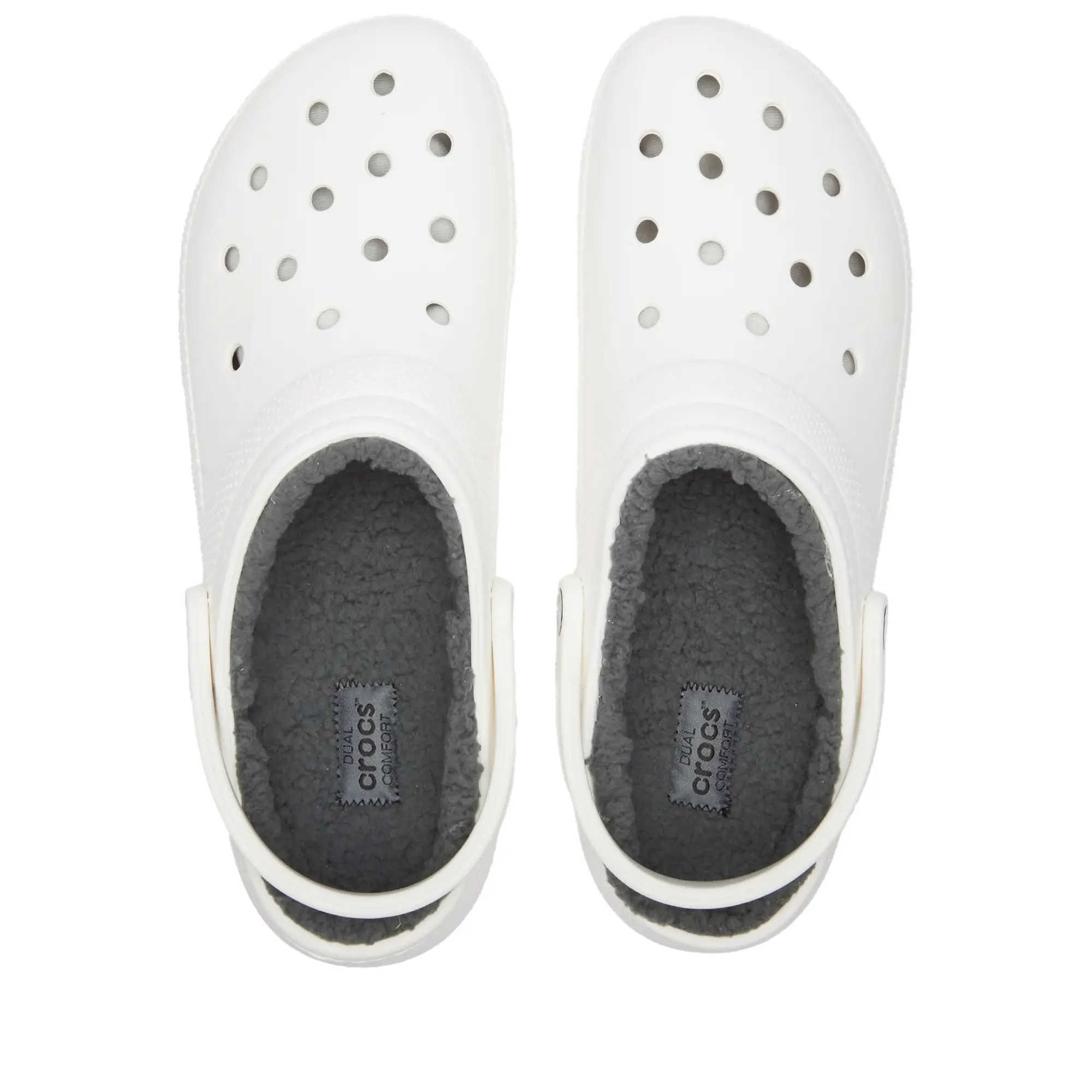 Crocs classic lined clog sandals in white & grey