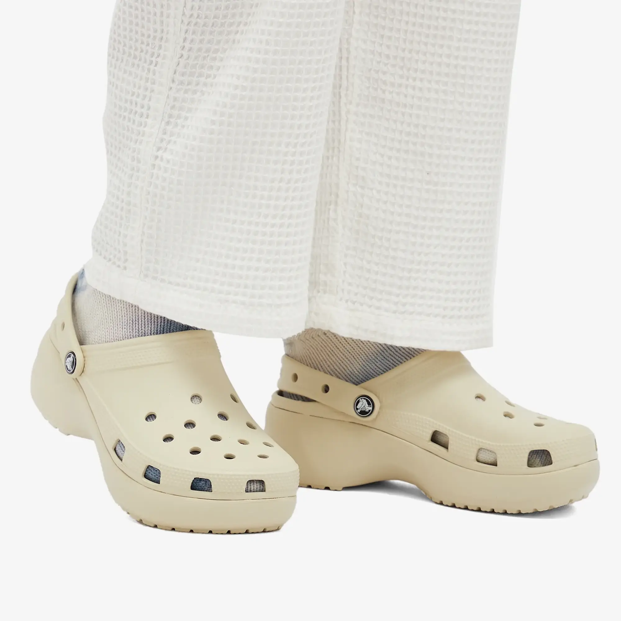 Crocs Classic Platform Clogs In Bone-Neutral