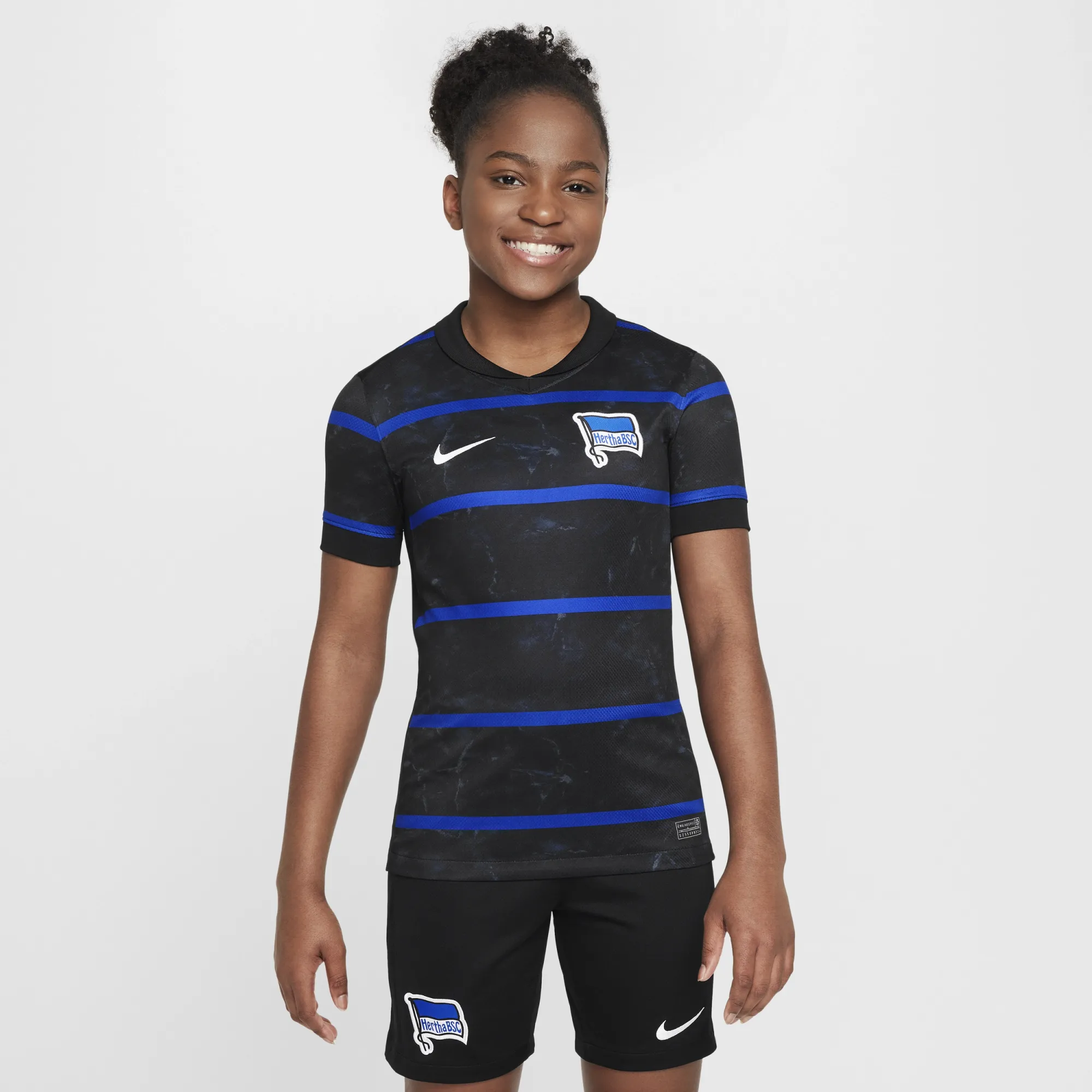 Hertha BSC 2024/25 Stadium Away Older Kids' Nike Dri-FIT Football Replica Shirt - Black - Polyester