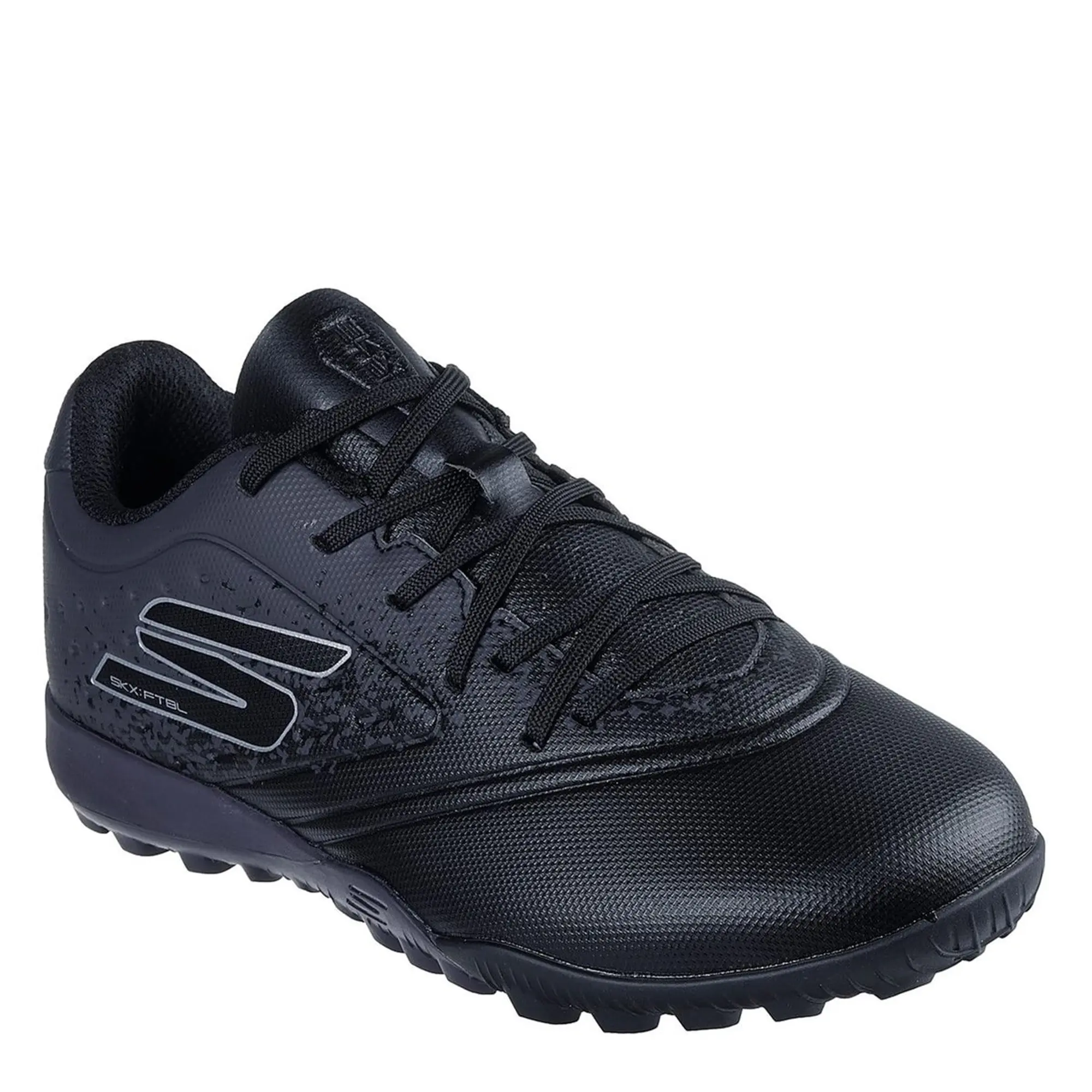 Skechers Razor 1.5 Jr Youth TF Sneaker in Black/Silver | Synthetic/Textile