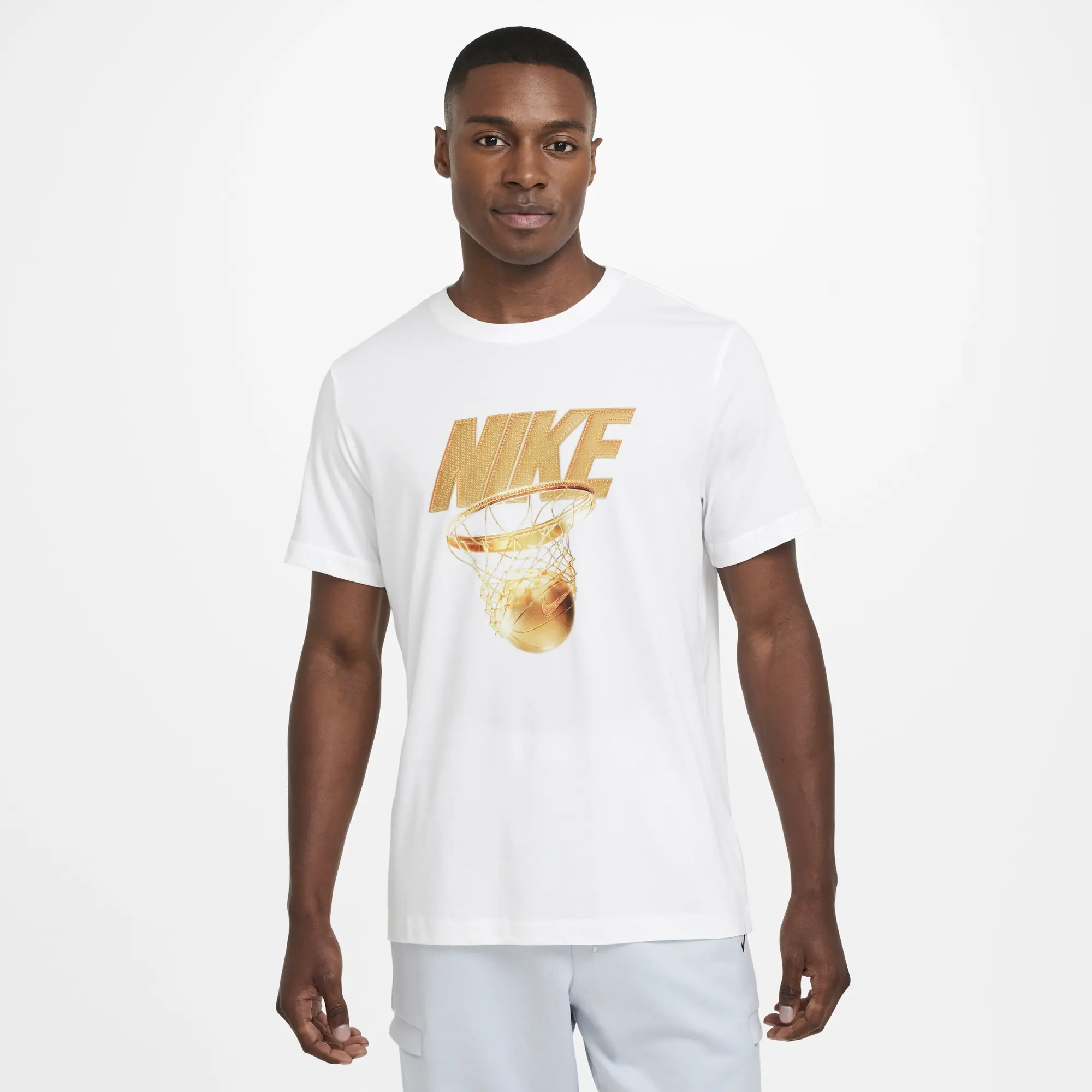 Nike Men's Dri-FIT Basketball T-Shirt - White - Cotton/Polyester