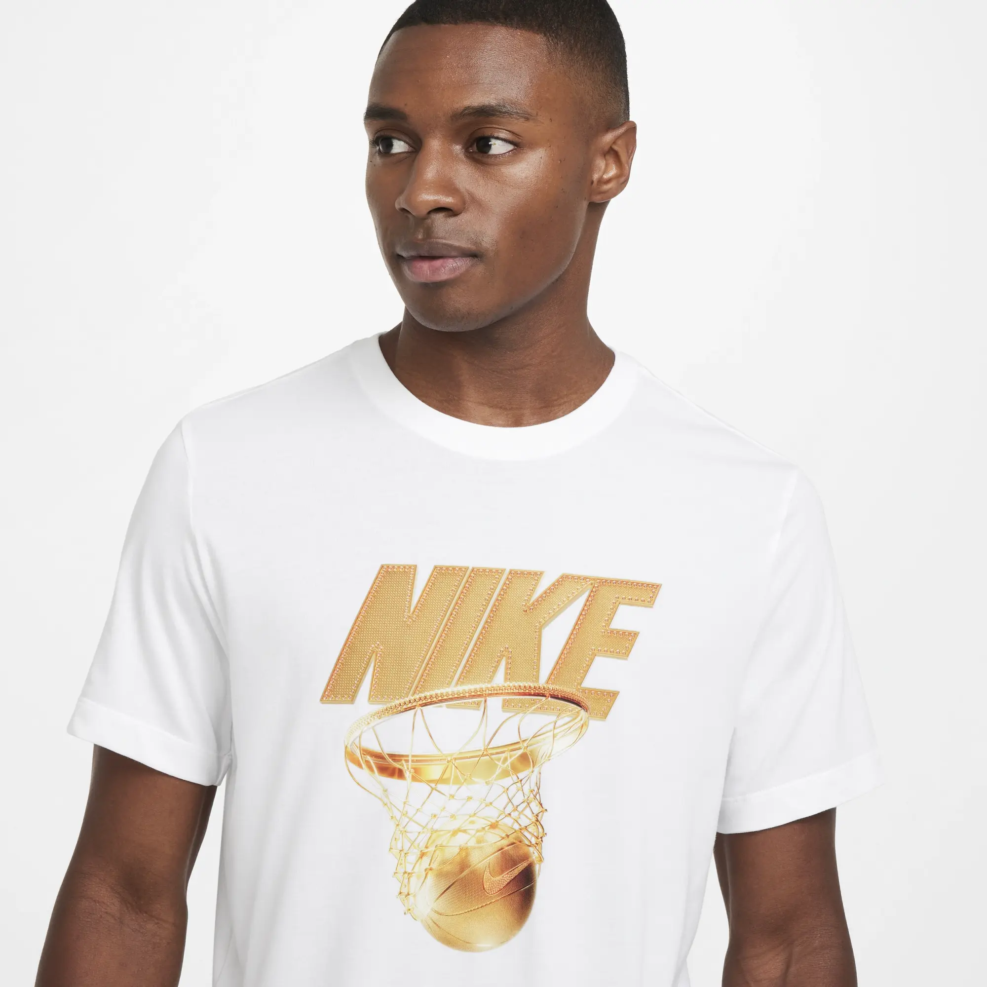 Nike Men's Dri-FIT Basketball T-Shirt - White - Cotton/Polyester