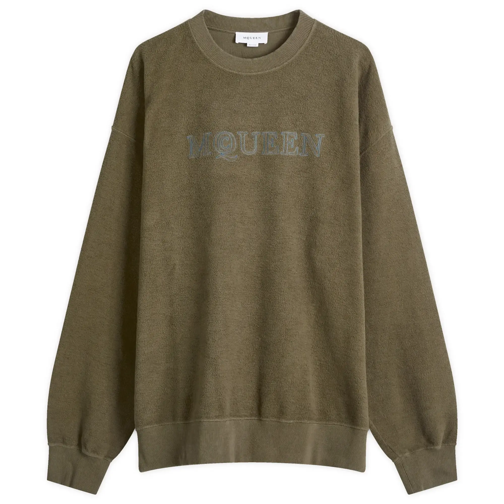 Alexander McQueen Men's Vintage Stonewash Logo Crew Sweatshirt Peak Green Washed