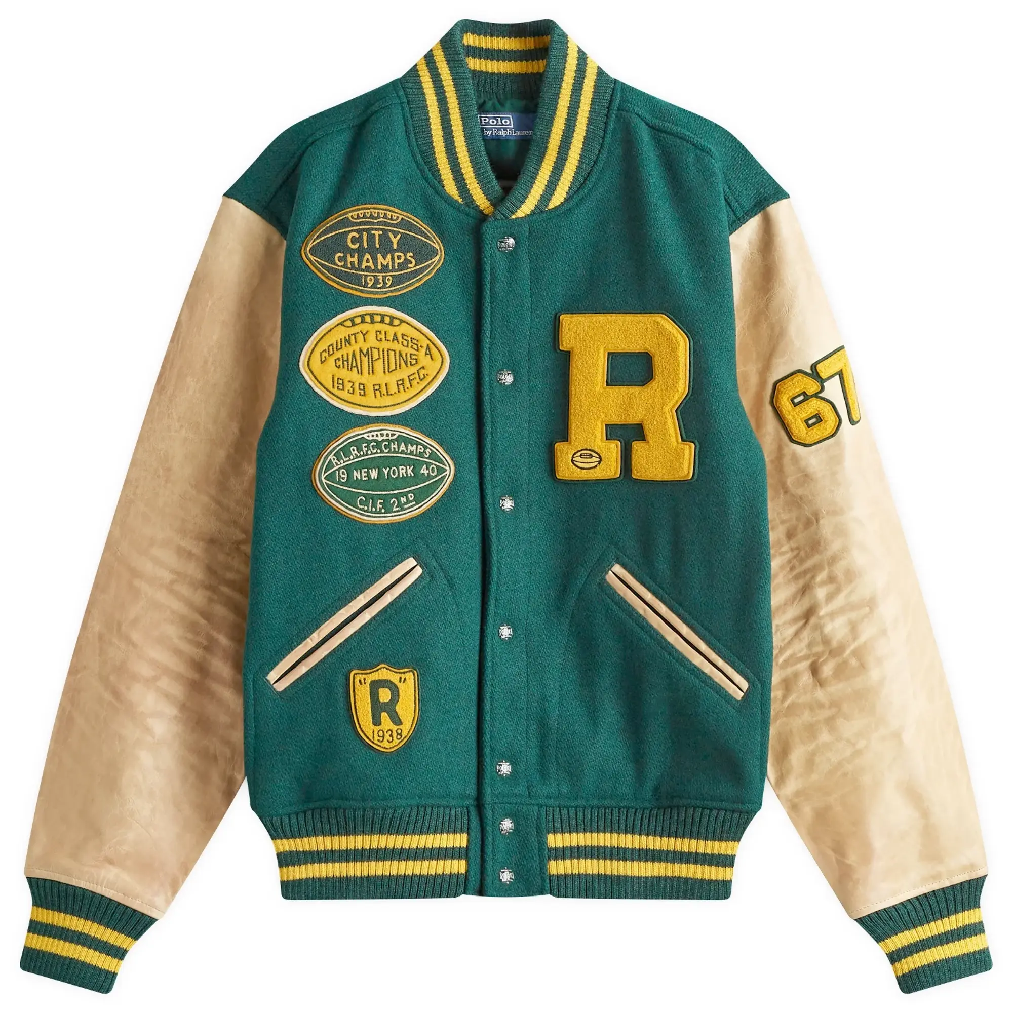 Polo Ralph Lauren Men's Lined Varsity Jacket Moss Agate