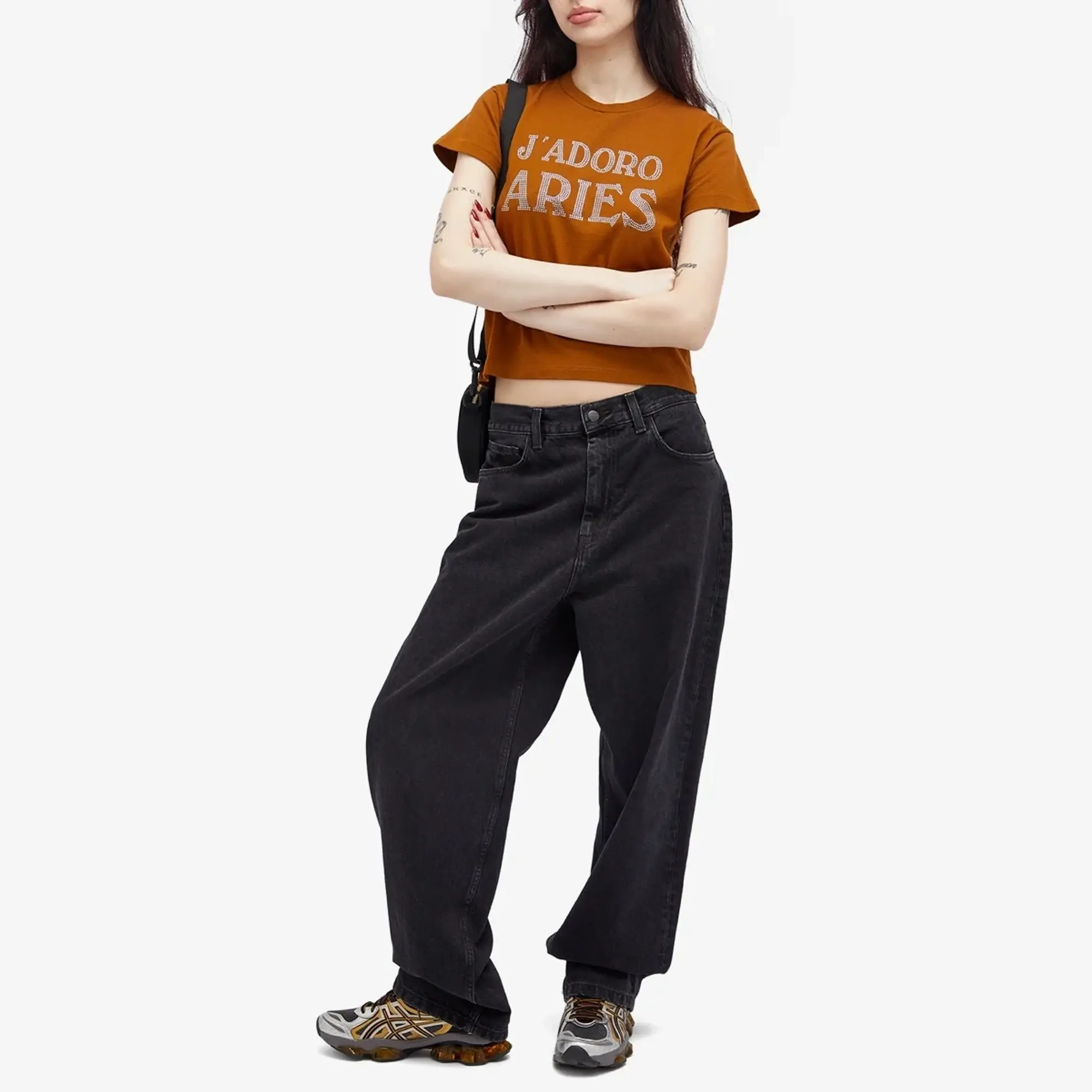 Aries Women's Baby Fit J'Adoro Diamante T-Shirt Brown