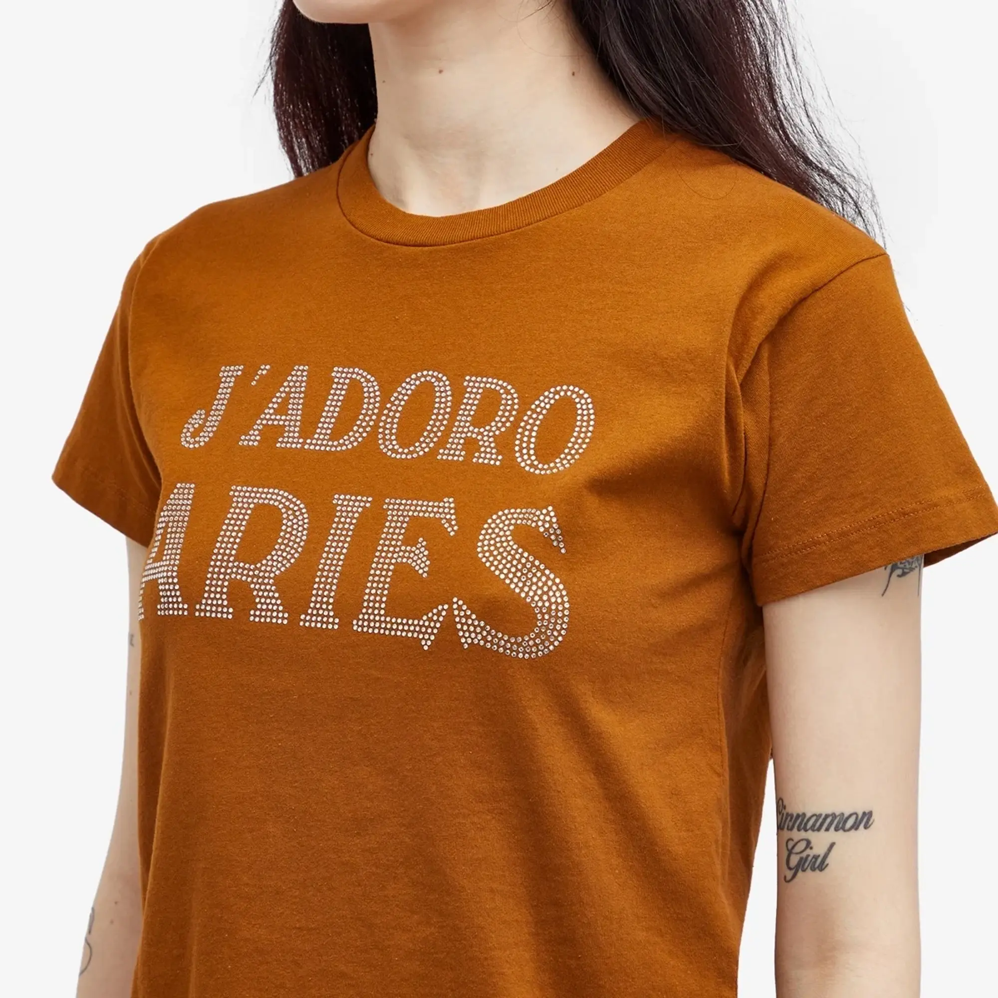 Aries Women's Baby Fit J'Adoro Diamante T-Shirt Brown