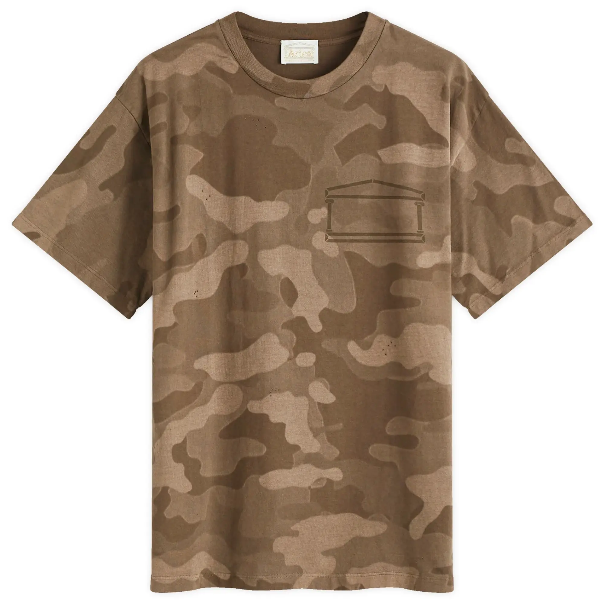 Aries Men's Aged Camo Temple T-Shirt Dark Olive