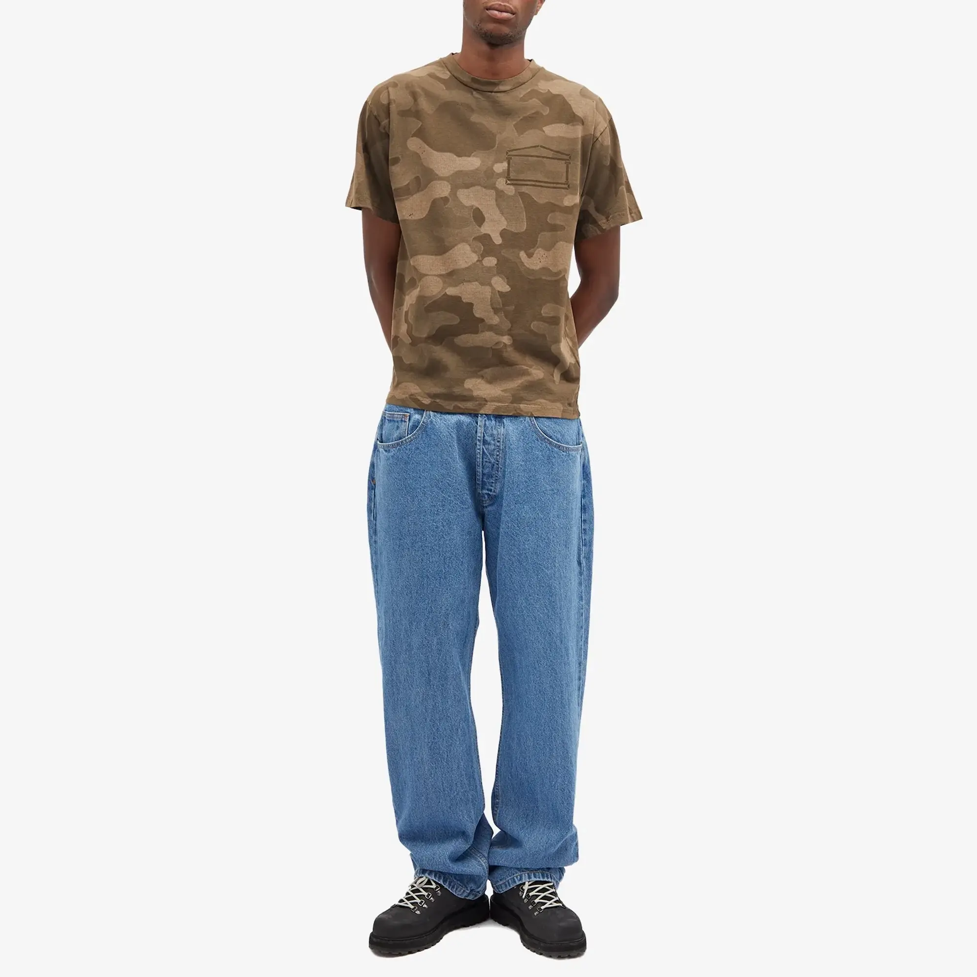 Aries Men's Aged Camo Temple T-Shirt Dark Olive