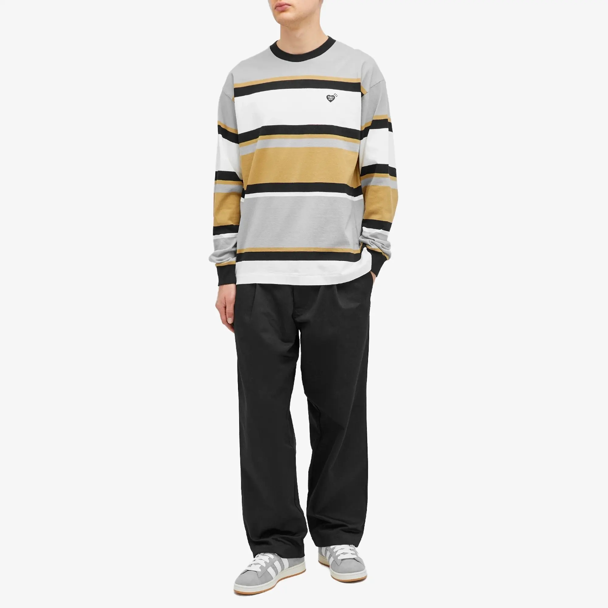Human Made Men's border l/s t-shirt Brown