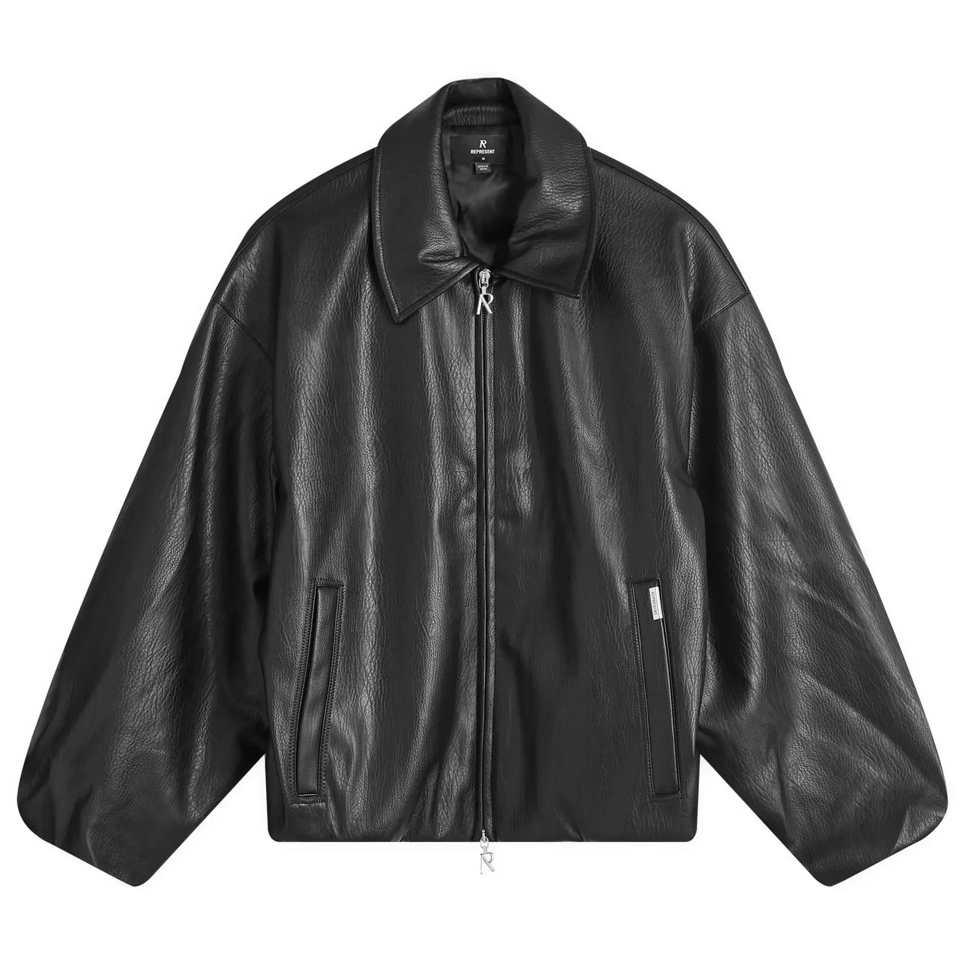 Represent Men's Faux Leather Bomber Jet Black