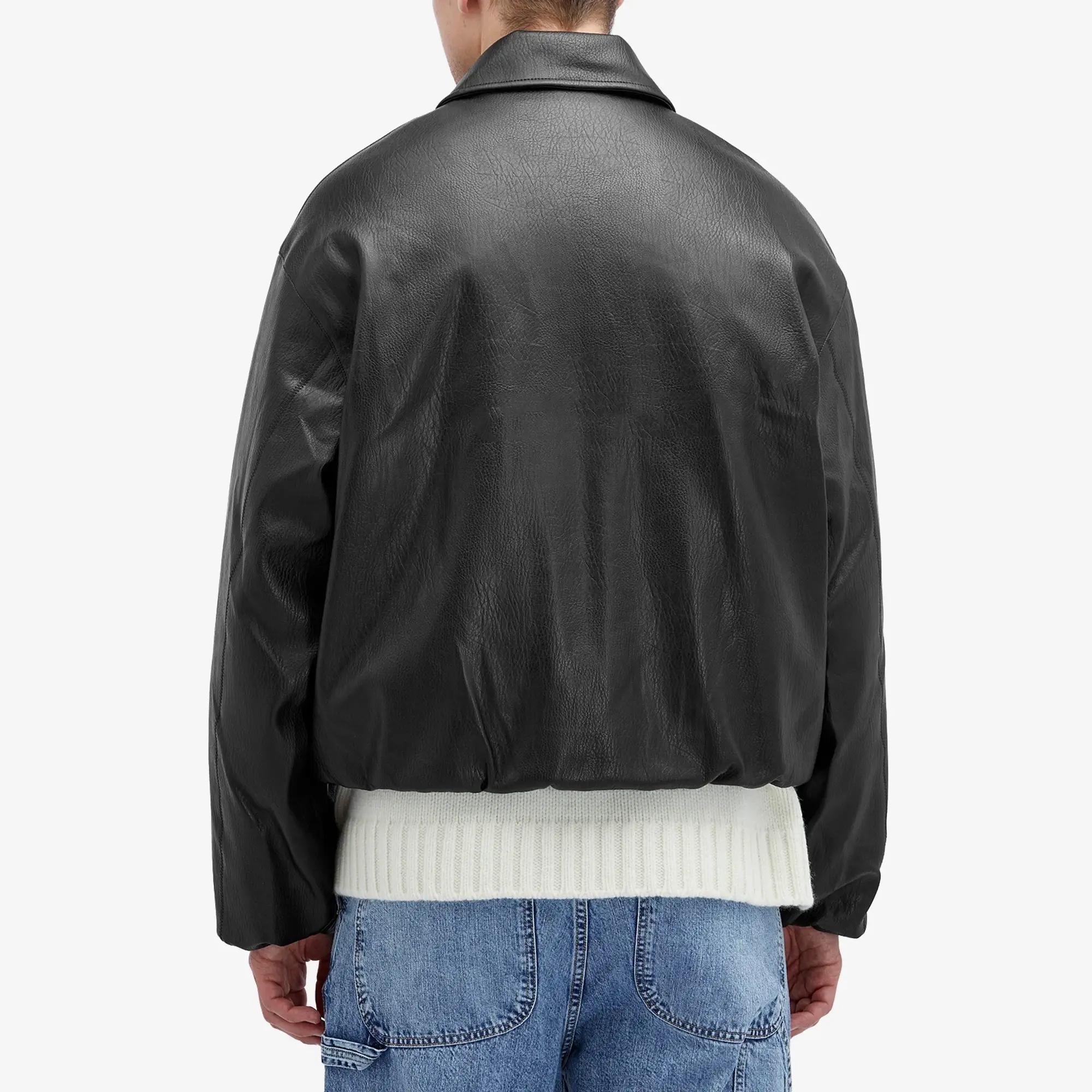 Represent Men's Faux Leather Bomber Jet Black