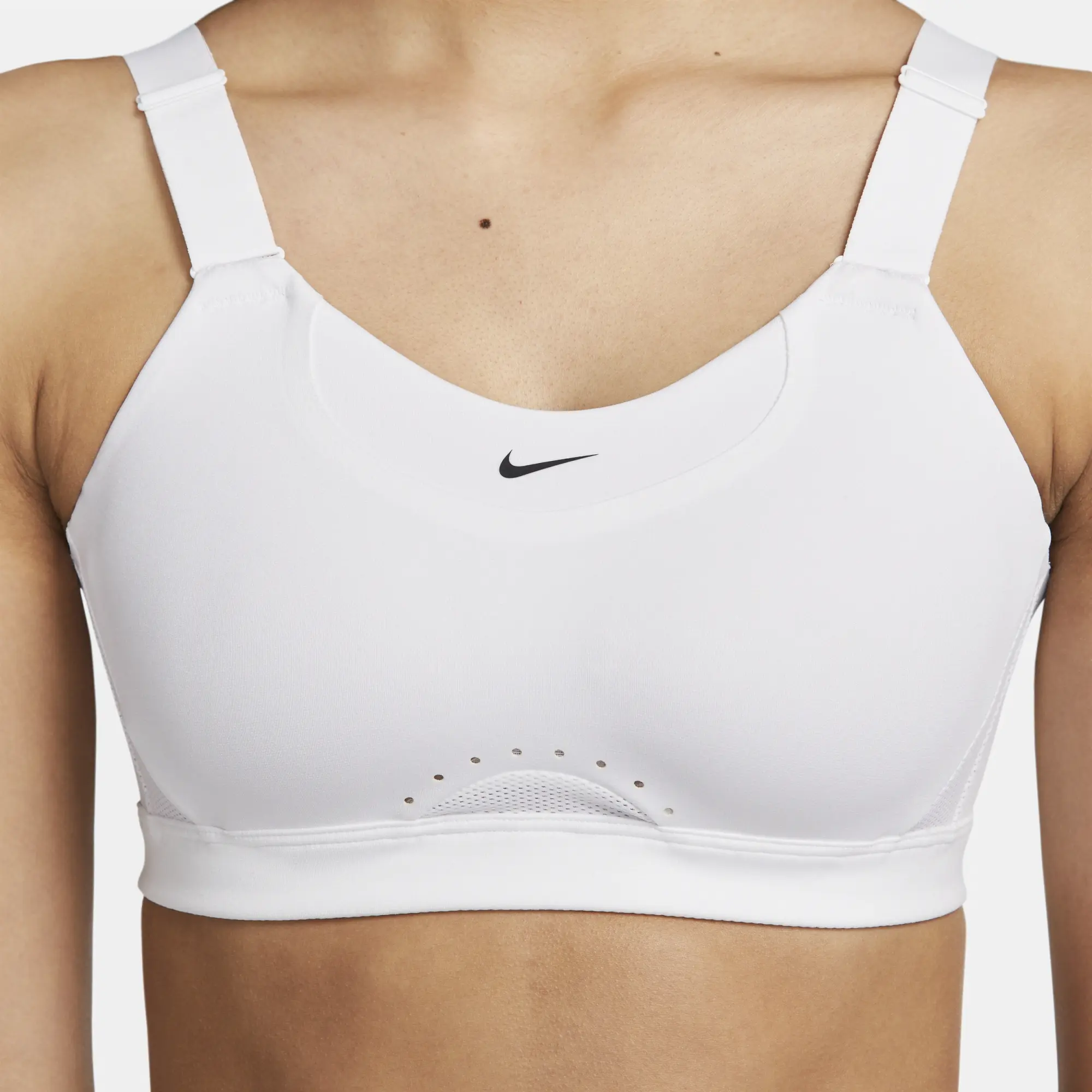 Nike Alpha Women's High-Support Padded Adjustable Sports Bra - White - Recycled Polyester Minimum