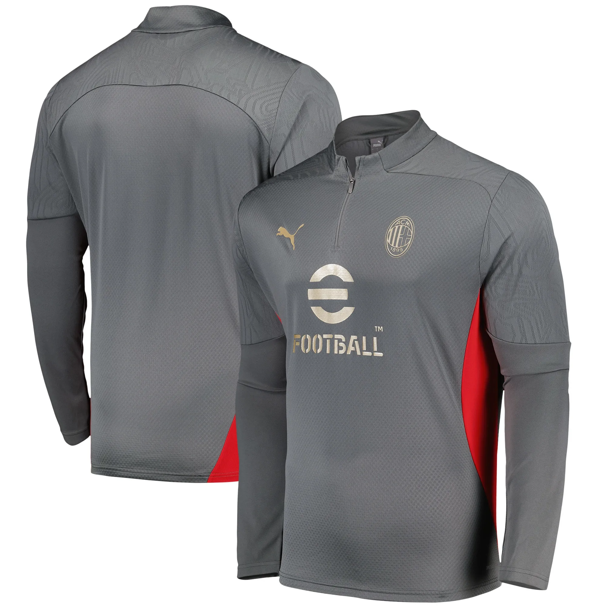 AC Milan Training 1/4 Zip Top (Grey) 2024-2025 Men's Size: Small Made By: Puma