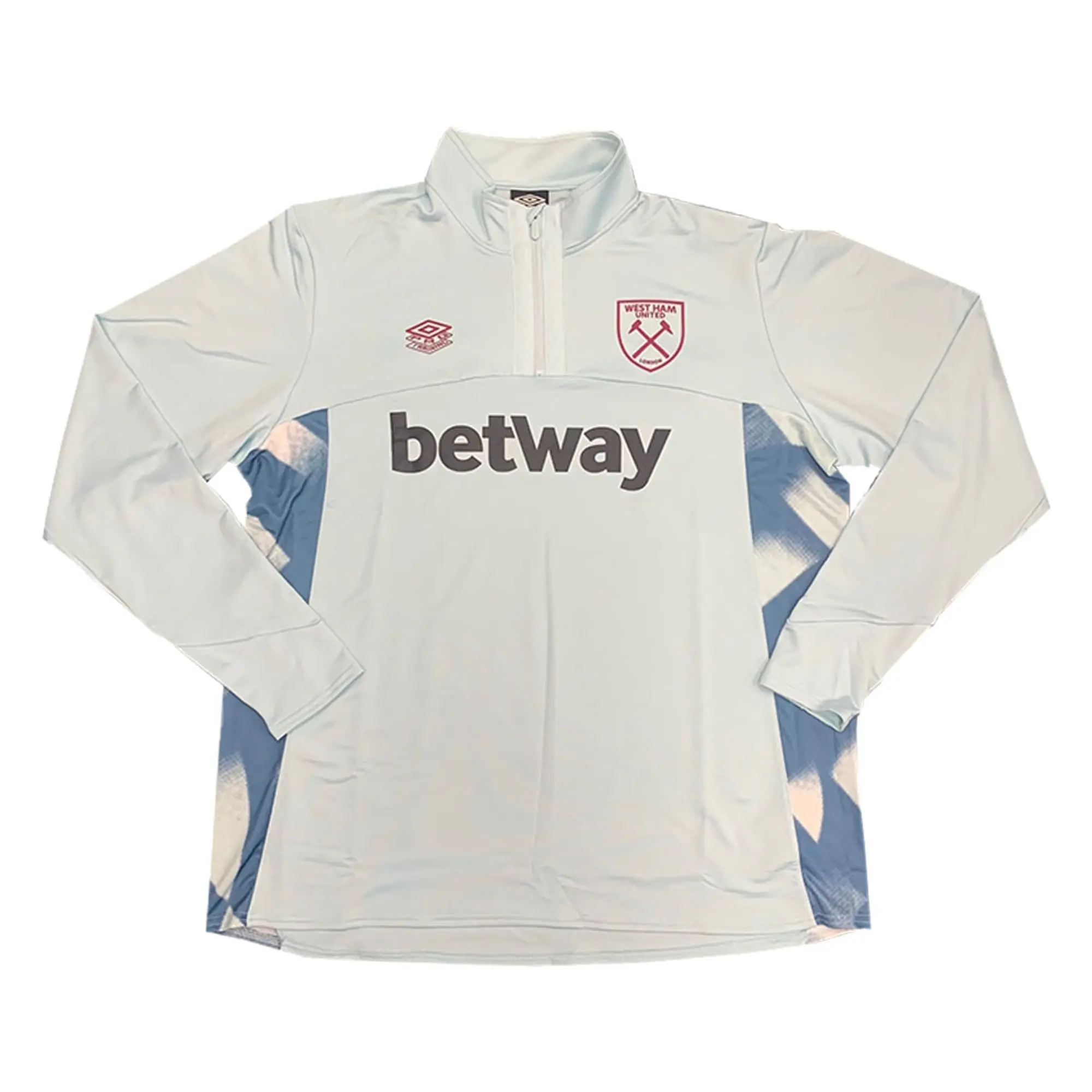 West Ham Quarter Zip Top (S) - Blue Glow 2022-2023 Men's Size: Extra Large Made By: Umbro