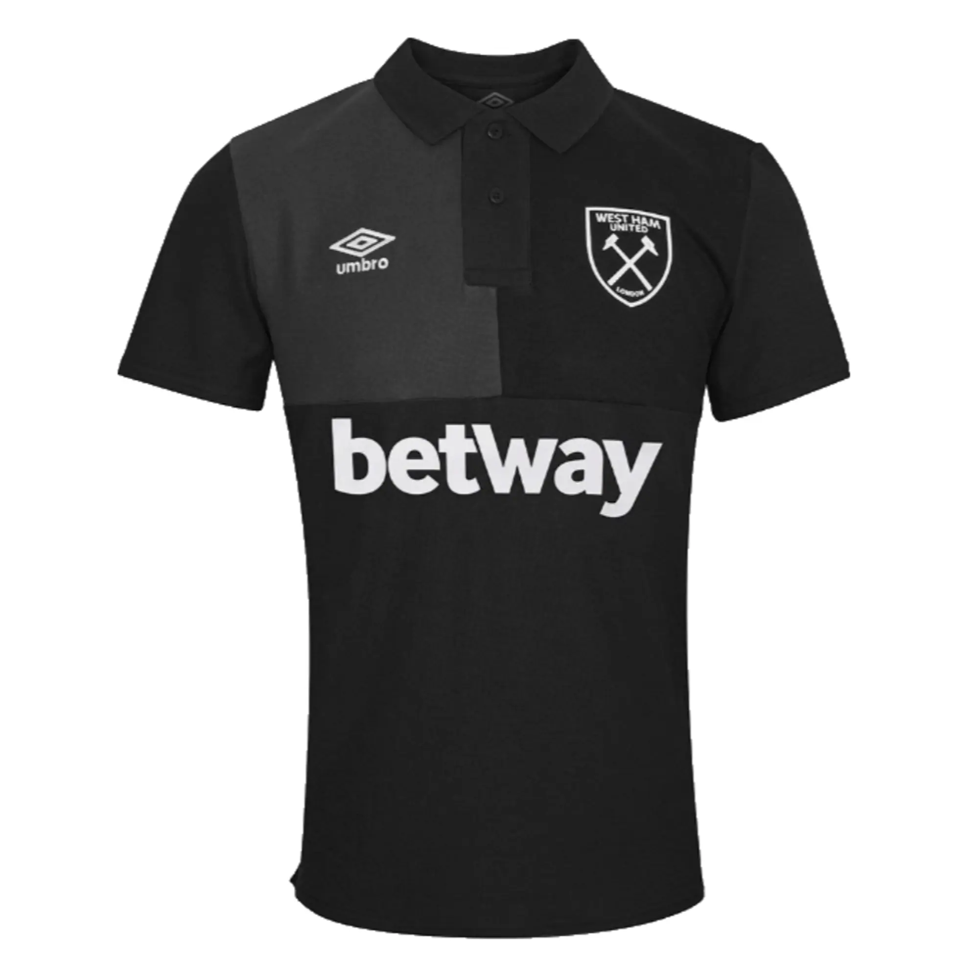 West Ham CVC Polo Shirt (Black) 2023-2024 Men's Made By: Umbro