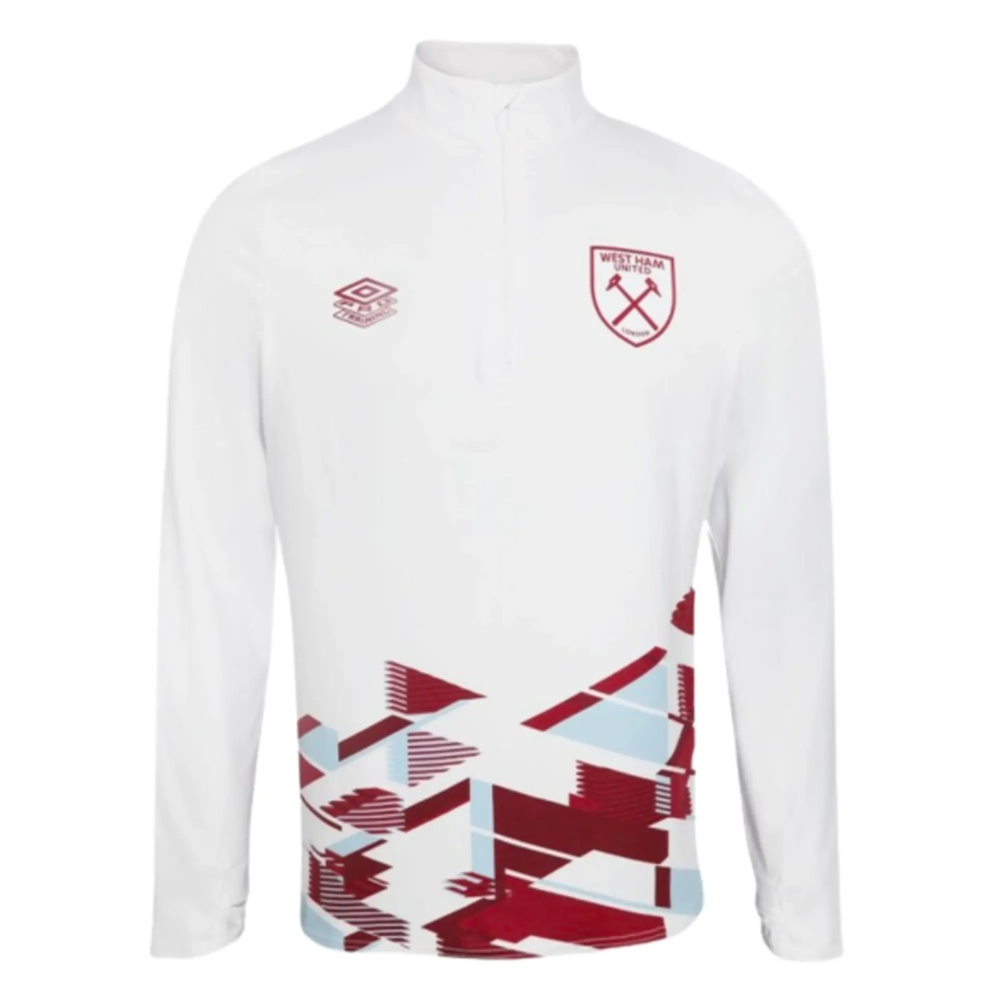 West Ham Warm Up Midlayer Top (White) 2023-2024 Men's Made By: Umbro