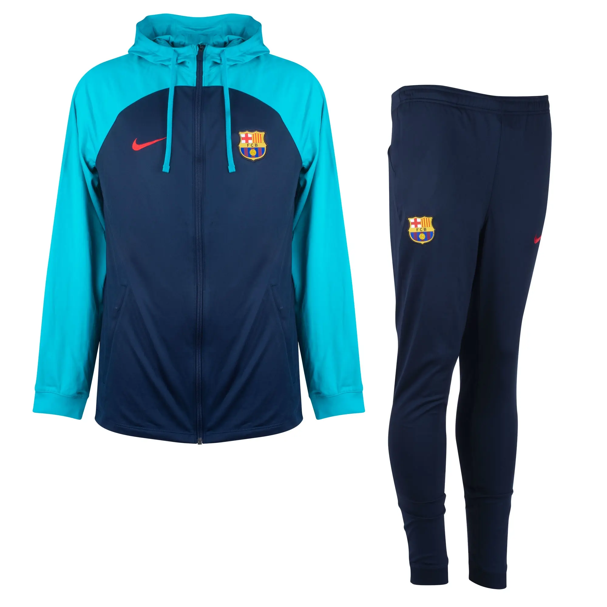 Nike Barcelona Dri-Fit Strike Hooded Tracksuit - Navy/Turquiose 2022-2023