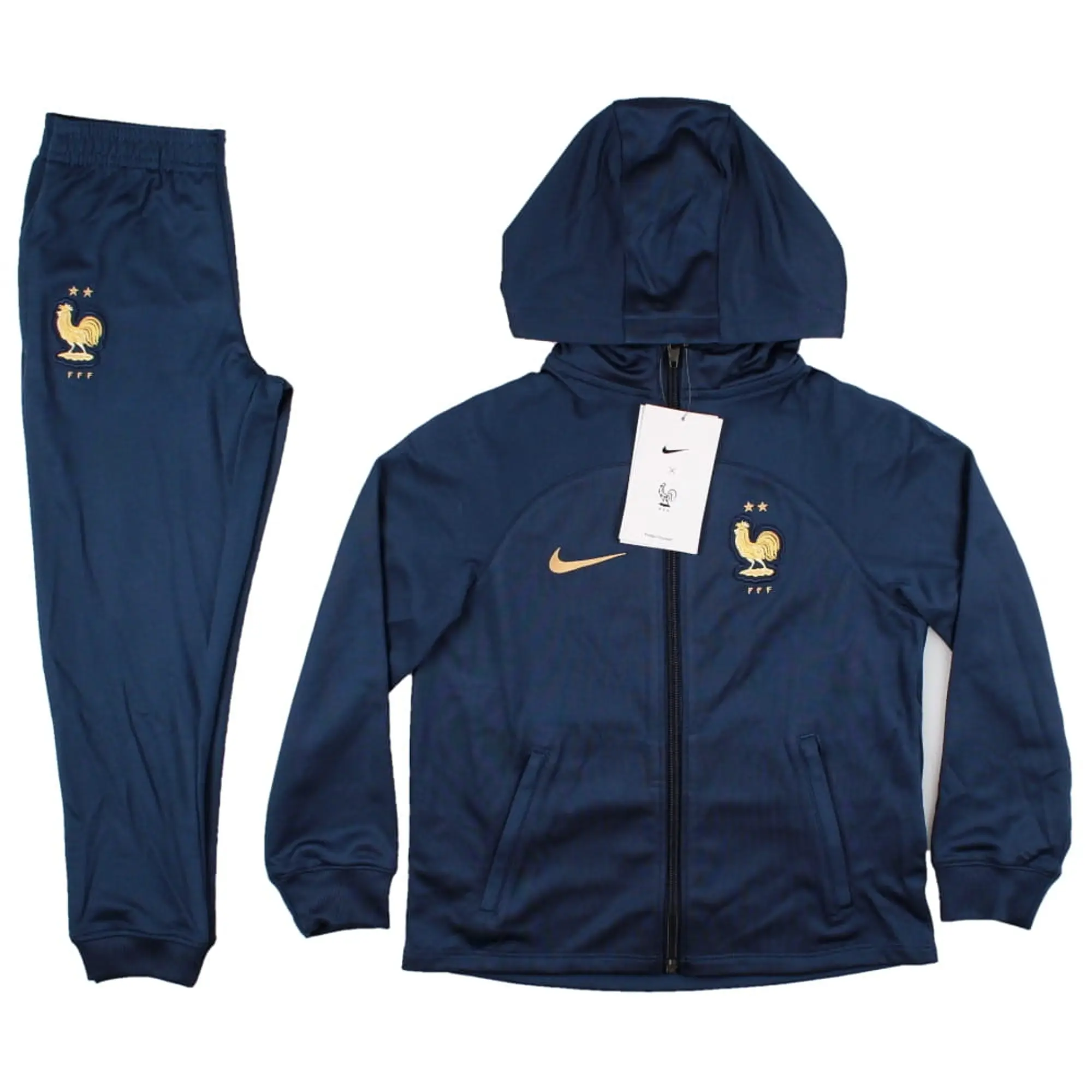 France Dri-Fit Hooded Football Tracksuit (Kids) 2022-2023 Navy Made By: Nike