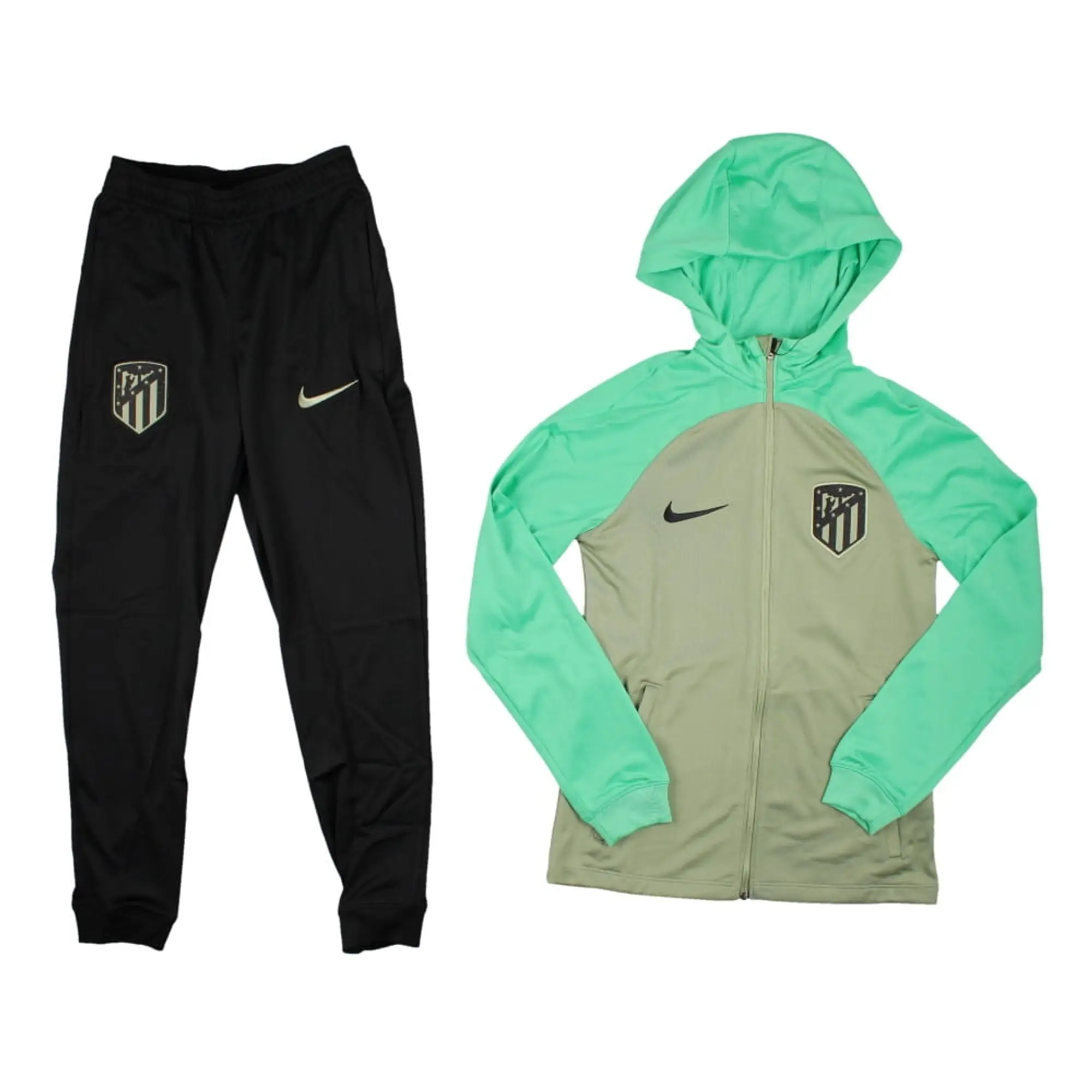 Atletico Madrid Strike Hooded Tracksuit (Oil Green) - Kids 2023-2024 Athletico Madrid Made By: Nike