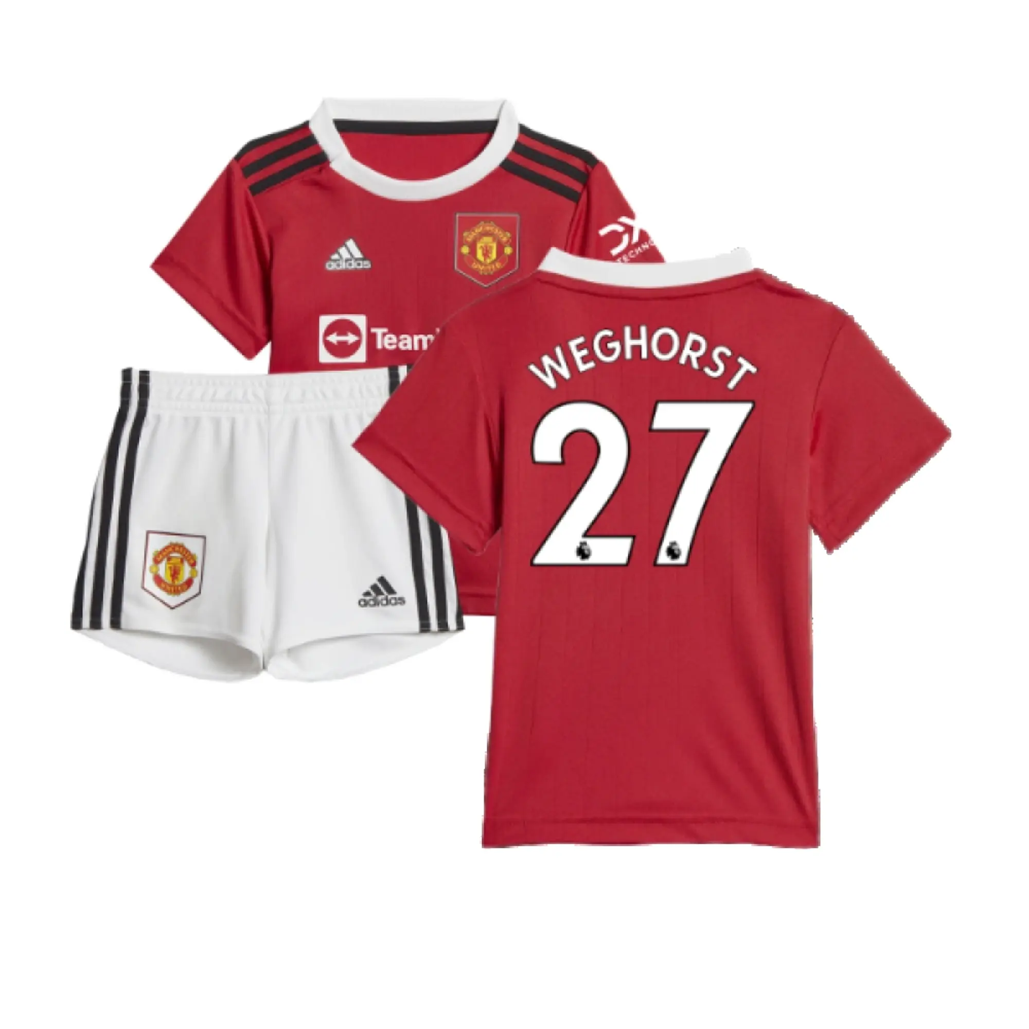 Man Utd Home Baby Kit Weghorst 27 2022 2023 Kids Red Size 6 9 Mo Weghorst Wout Manchester United Made By Adidas H64046 FOOTY.COM