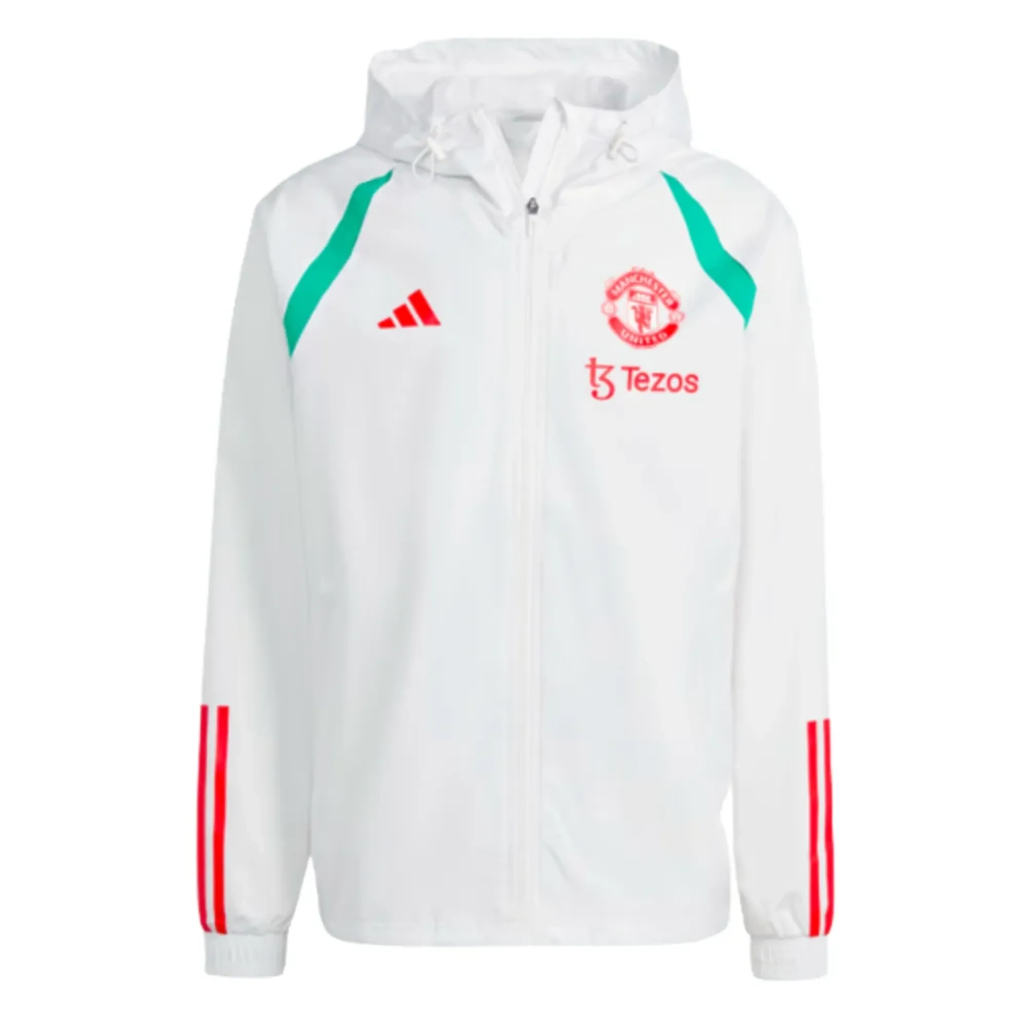 Man Utd Allweather Jacket (White) 2023-2024 Men's Size: Small Manchester United Made By: Adidas
