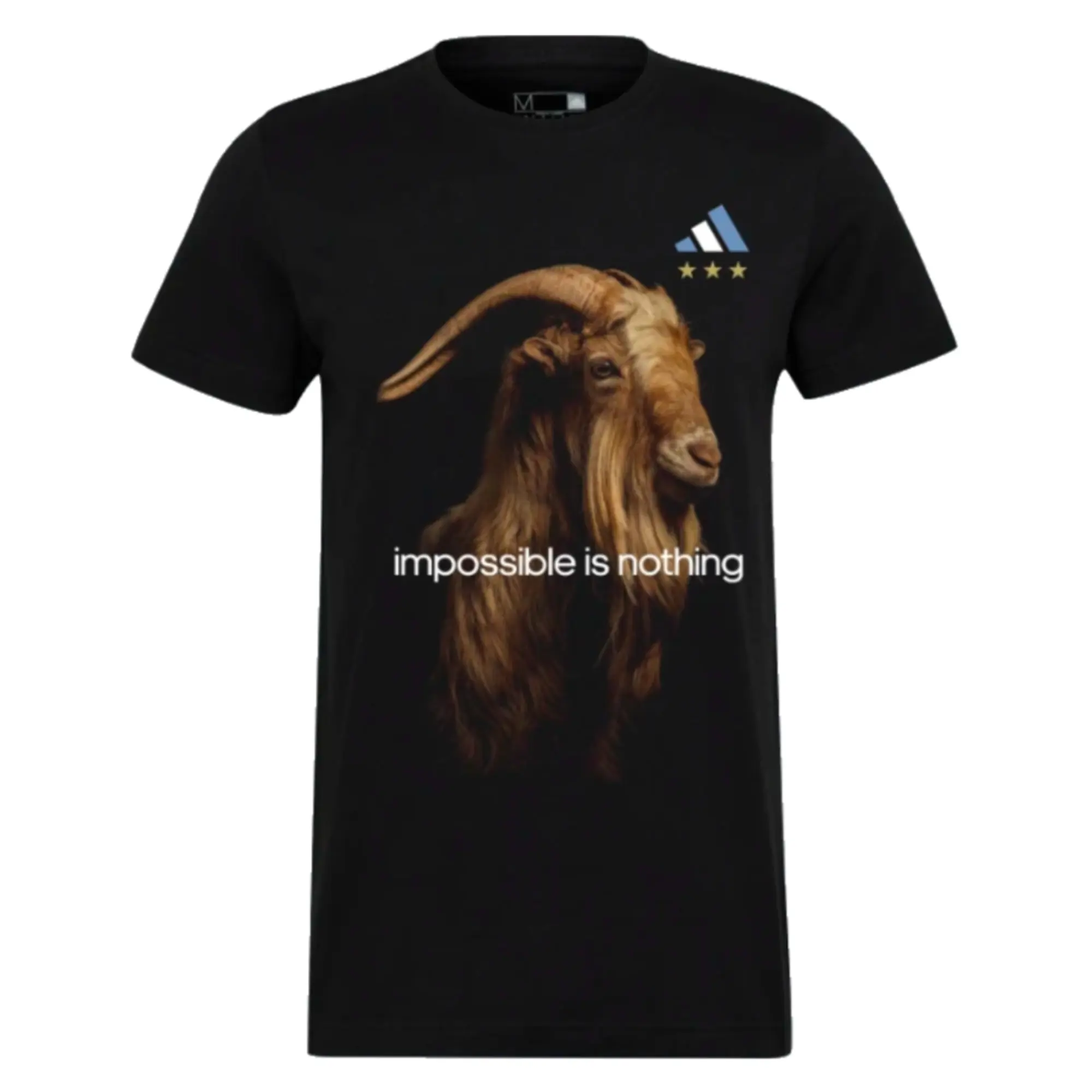 Messi Football GOAT Graphic Tee (Black) Men's Argentina Made By: Adidas