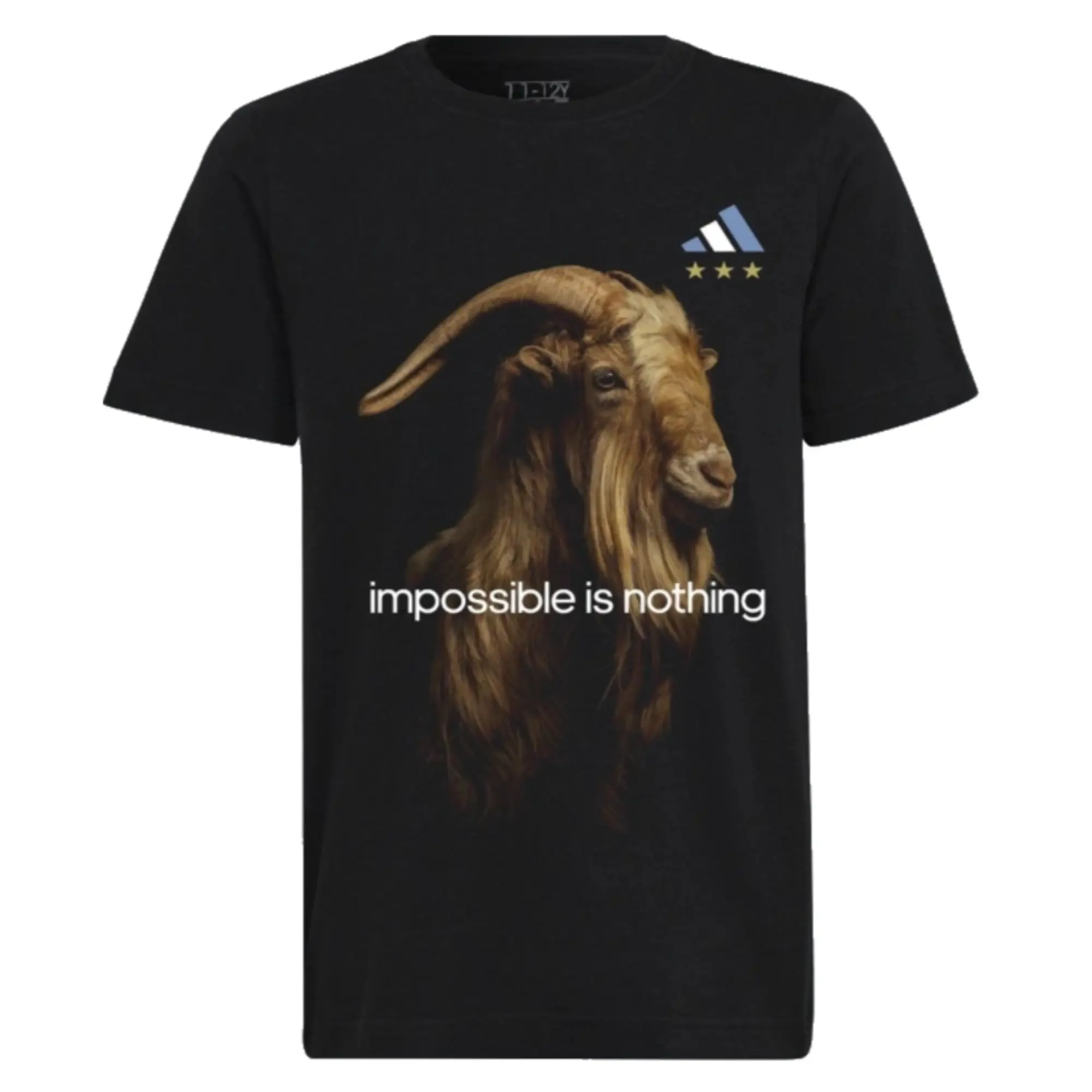 Messi Football GOAT Graphic Tee (Black) - Kids Size: 7-8 Argentina Made By: Adidas