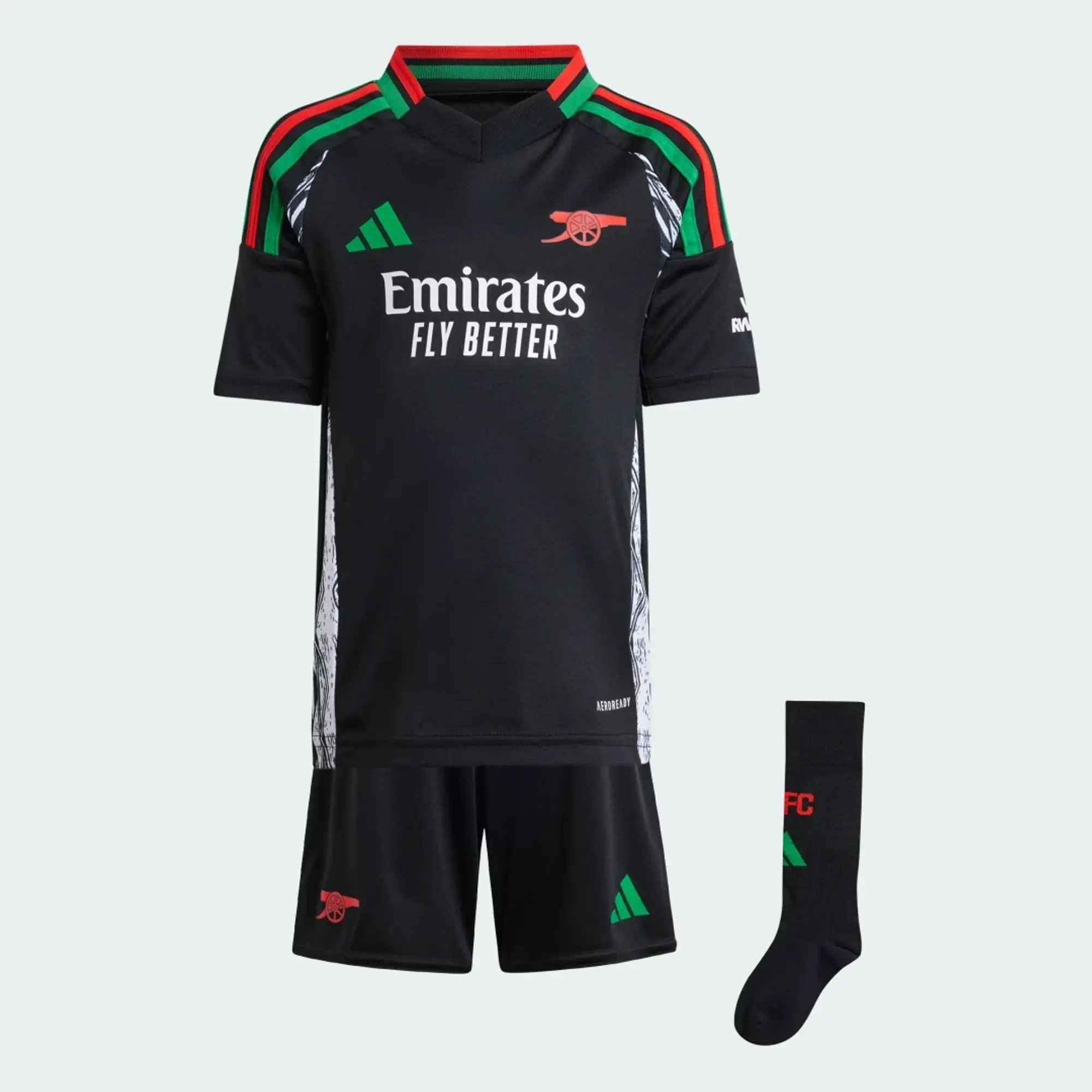 adidas Arsenal Away Shirt 2024 25 Mini Kit Kids Black IS8137 FOOTY.COM