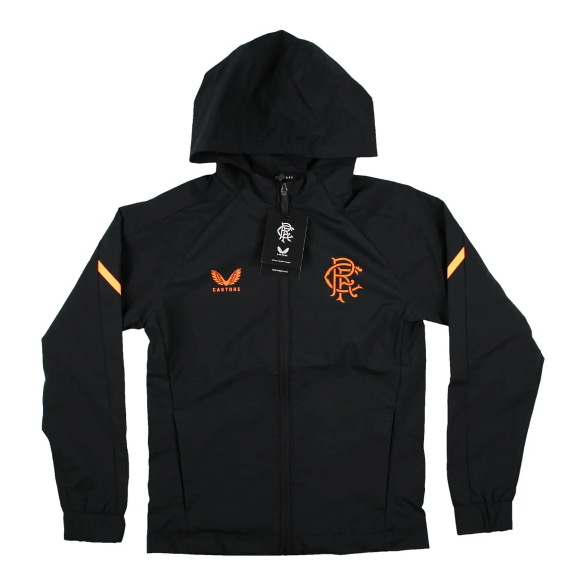 Rangers Lightweight Jacket (Black-Orange) - Kids 2022-2023 Size: Medium Made By: Castore