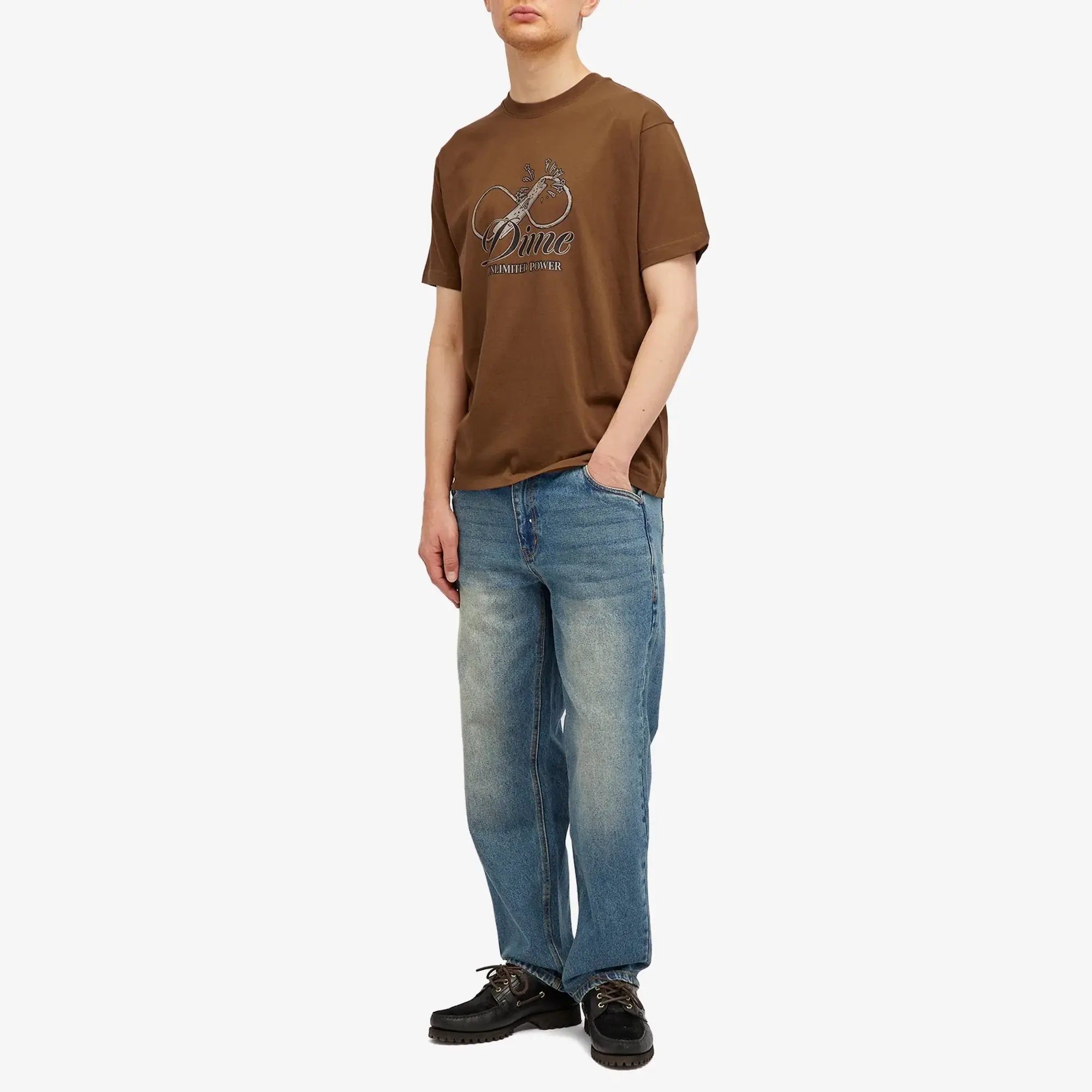 Dime Men's Cursive Power T-Shirt Dark Brown